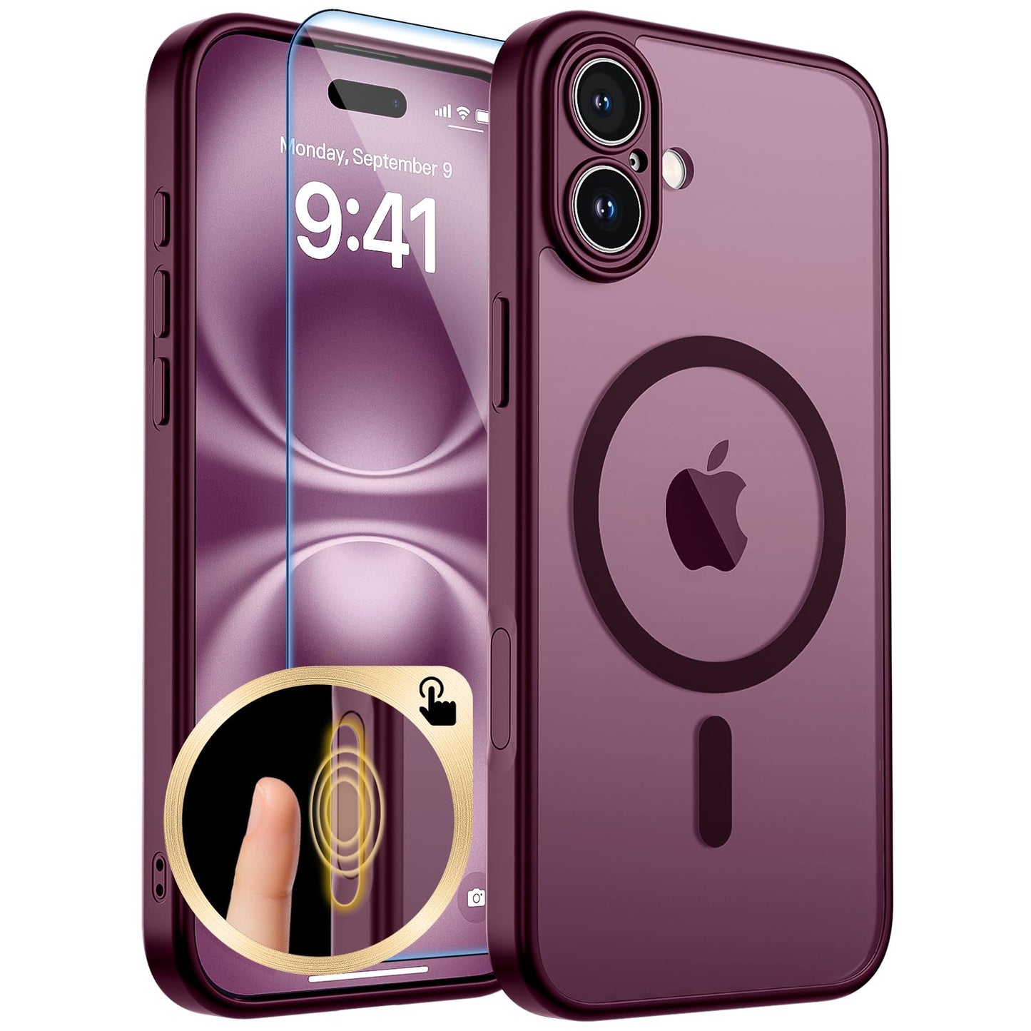 Magnetic for iPhone 17 Case, Upgraded [Camera Control Button] [Full Camera Protection] [with 1 Screen Protector] Translucent Matte Shockproof Protective Phone Cover, Mist Blue