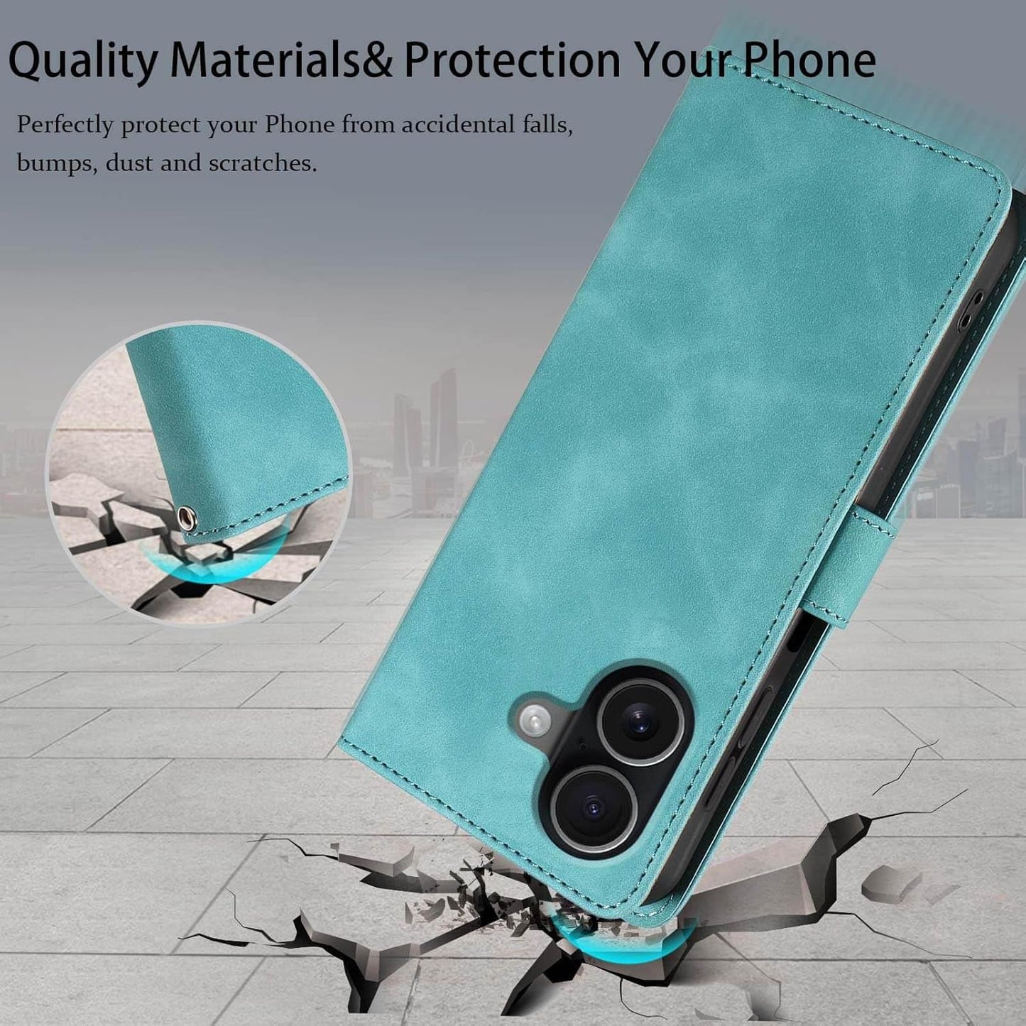 RFID Blocking for iPhone 17 Wallet Case, 4 Card Slots Holder, Wrist Strap, Soft PU Leather, Shockproof Protective, Phone Stand, Flip Cases, Magnetic Closure, Folio Cover (Green)