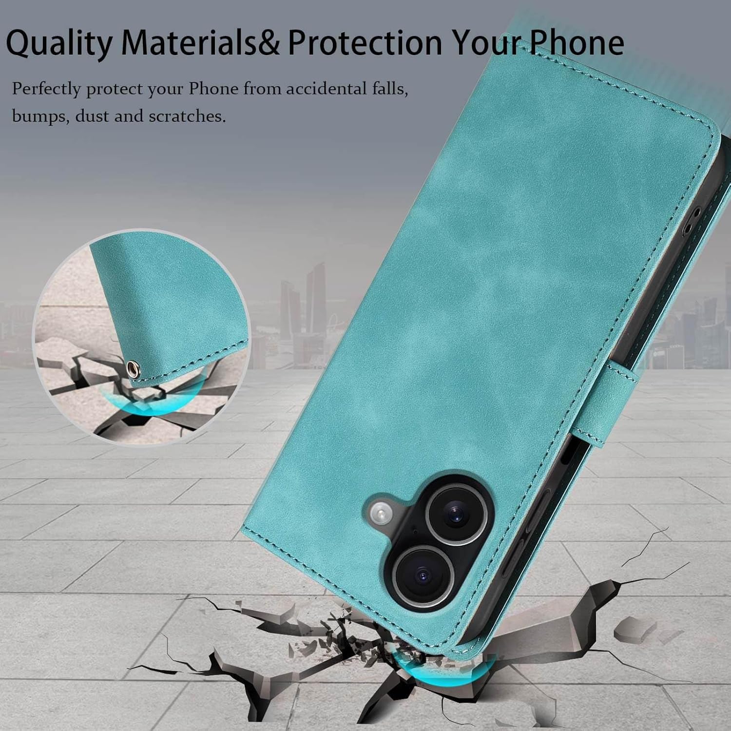 RFID Blocking for iPhone 17 Wallet Case, 4 Card Slots Holder, Wrist Strap, Soft PU Leather, Shockproof Protective, Phone Stand, Flip Cases, Magnetic Closure, Folio Cover (Green)