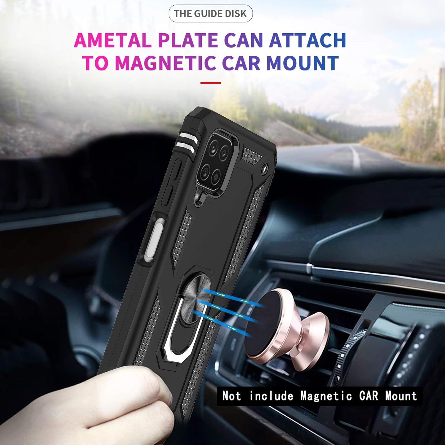 LeYi for Samsung Galaxy A12 Phone Case, Samsung A12 Phone Case with [2 Pack] Glass Screen Protector Replacement, Military-Grade Shockproof Magnetic Ring Stand Cell Android Case Cover A 12 5G, Black