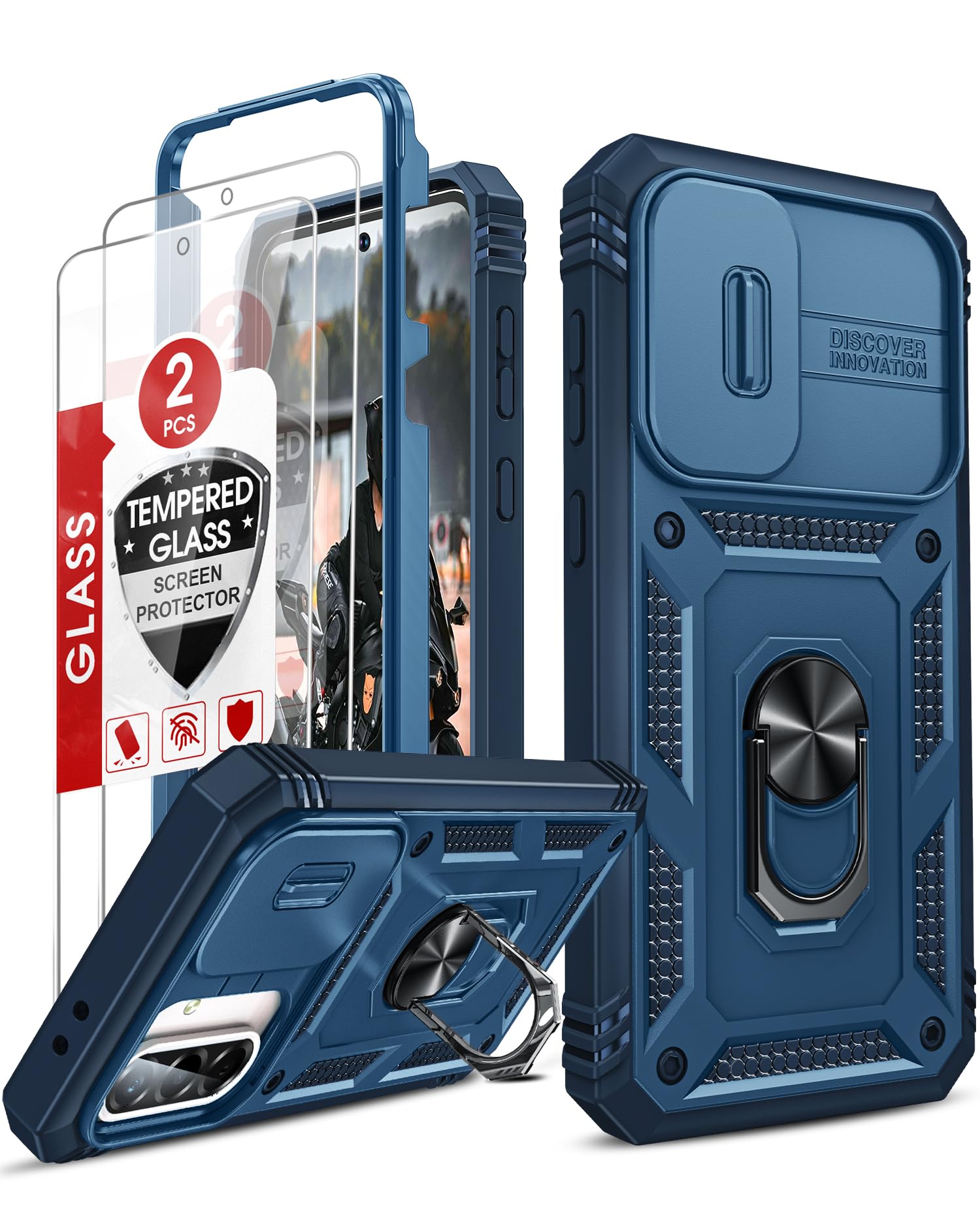 LeYi Compatible for Samsung Galaxy S24-FE Case: [𝗡𝗼𝘁 𝗳𝗶𝘁 𝗦𝟮𝟰 𝟱𝗚] Samsung S24 FE Case with S24FE Screen Protector X2 & Magnetic Stand, Military-Grade Cell Galaxy S 24 FE Phone, Black