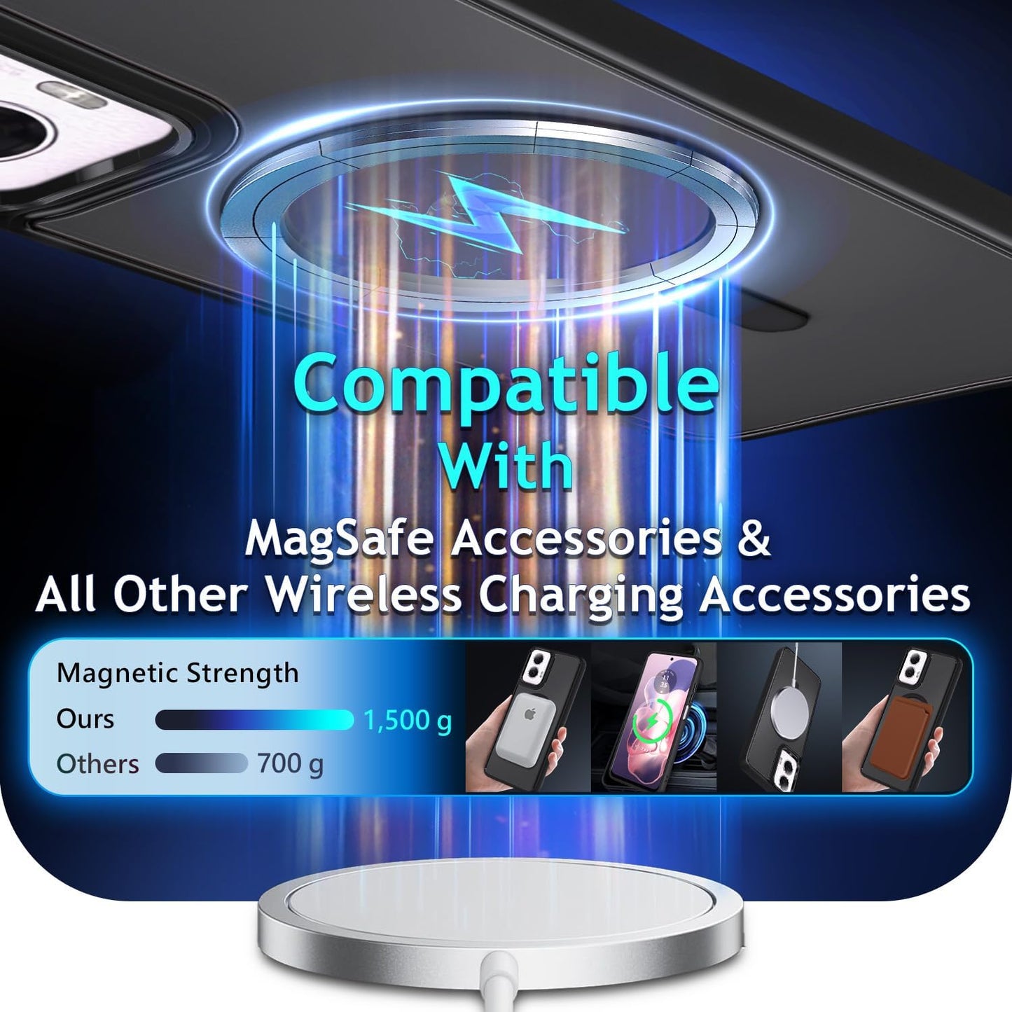 YZB Magnetic for Motorola Moto G Power-5G-2024 Case, Black | Compatible with MagSafe, Translucent Matte Scratch-Resistant Back, Military-Grade Protection Shockproof Slim Phone Cover