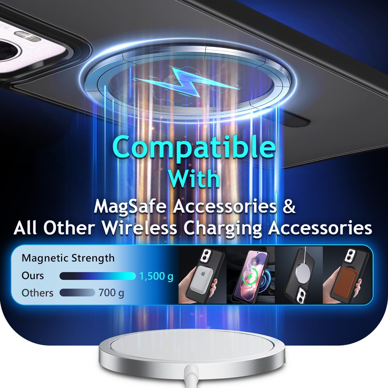YZB Magnetic for Motorola Moto G Power-5G-2024 Case, Black | Compatible with MagSafe, Translucent Matte Scratch-Resistant Back, Military-Grade Protection Shockproof Slim Phone Cover