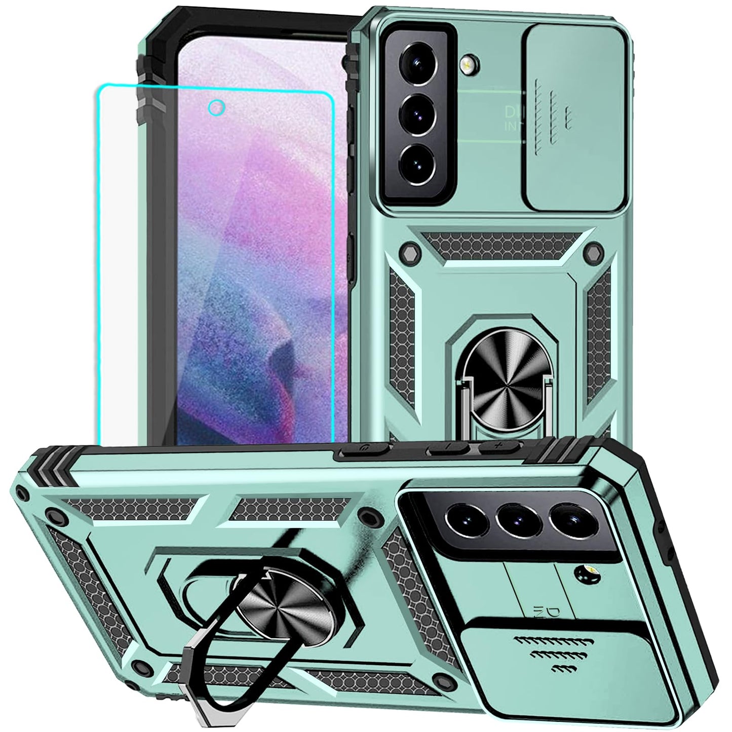 Case for Samsung Galaxy S21 Plus Phone Case Black | with Screen Protector, Military Grade, 20ft. Drop Tested, Ring, Shockproof, Protective