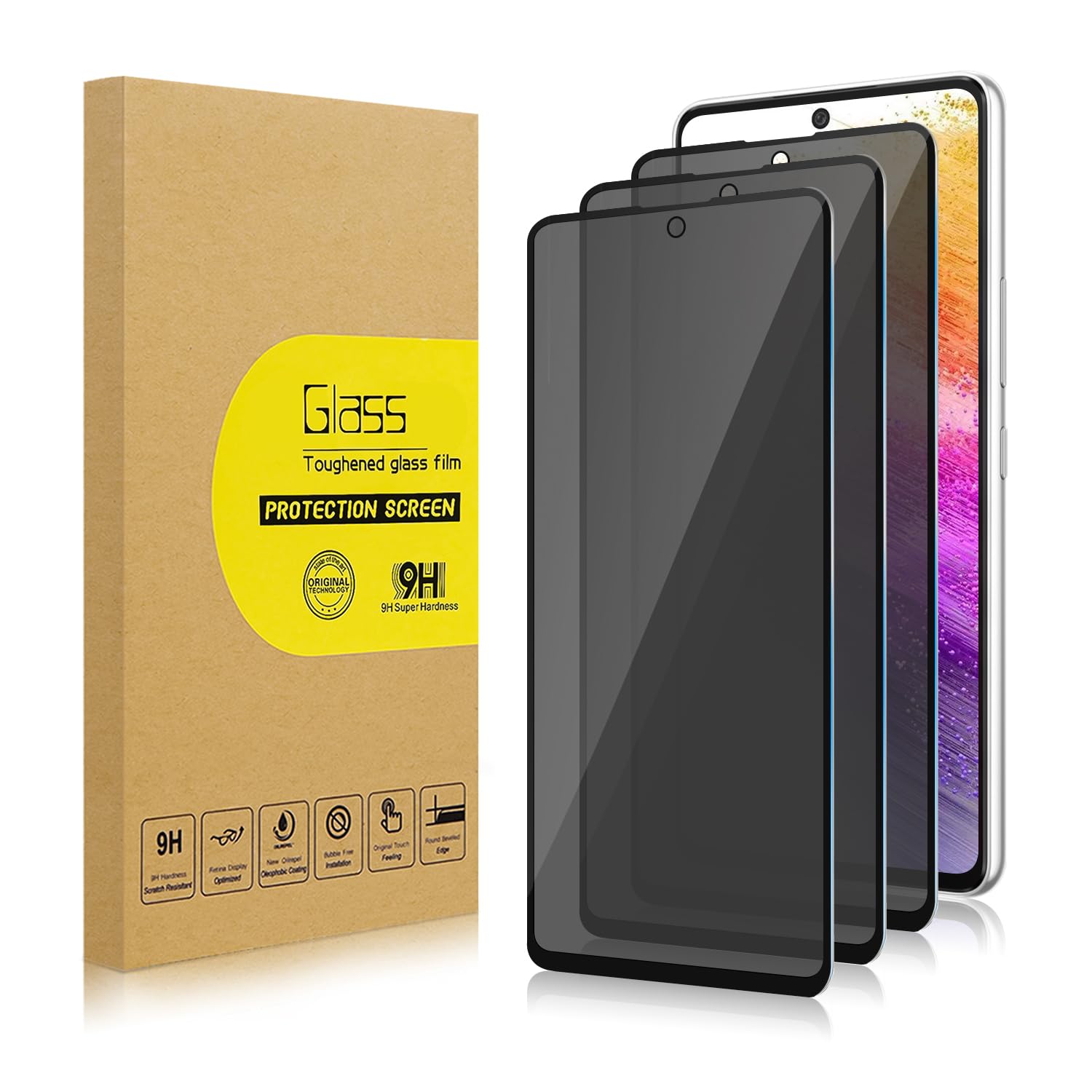 3 Pack Privacy Screen Protector for Samsung Galaxy A15 5G[Anti-Spy Tempered Glass], Ultra HD, Anti-Scratch, Bubble-Free, Easy Install 9H Protective Glass for Galaxy A15 5G