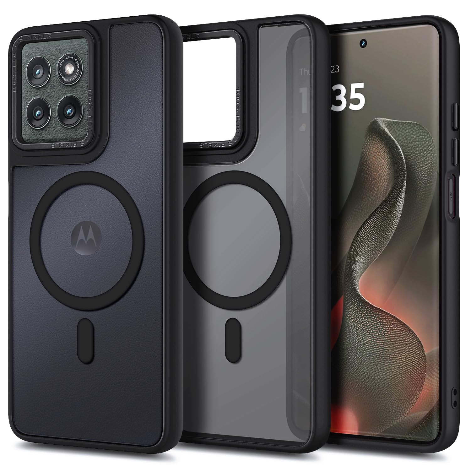 YZB Magnetic for Motorola Moto G Power-5G-2024 Case, Black | Compatible with MagSafe, Translucent Matte Scratch-Resistant Back, Military-Grade Protection Shockproof Slim Phone Cover