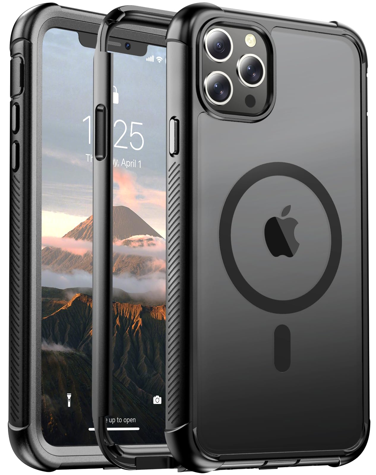 Magnetic for iPhone 17 Case, [Compatible with MagSafe][Military Grade Drop Protection][Heavy Duty Protection][Non-Slip][Shockproof] 2-Layer Durable Bumper Phone Case 6.3''-Black