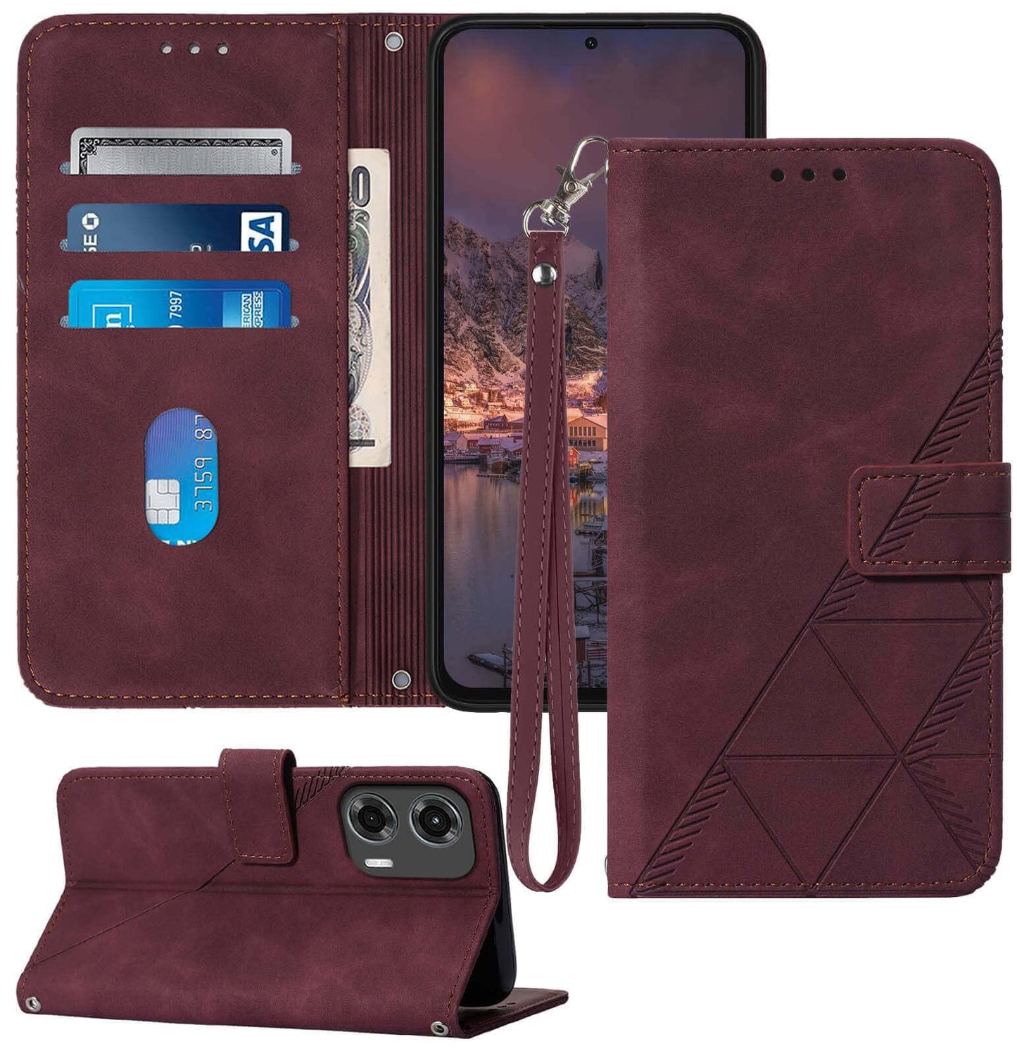 for Moto G Power 5G 2024 Case Wallet, Card Holder Slots, Wrist Strap, TPU Interior Protective, Stand PU Leather Flip Cover for Moto G Power 5G 2024 (Black)