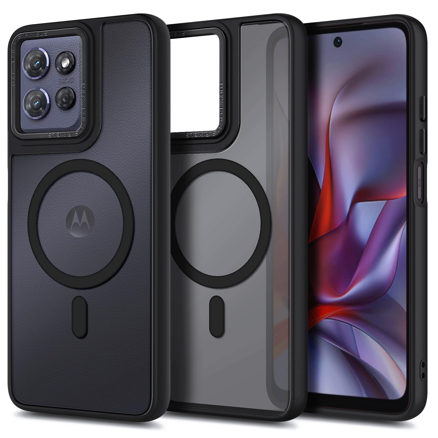 YZB Magnetic for Motorola Moto G Power-5G-2024 Case, Black | Compatible with MagSafe, Translucent Matte Scratch-Resistant Back, Military-Grade Protection Shockproof Slim Phone Cover