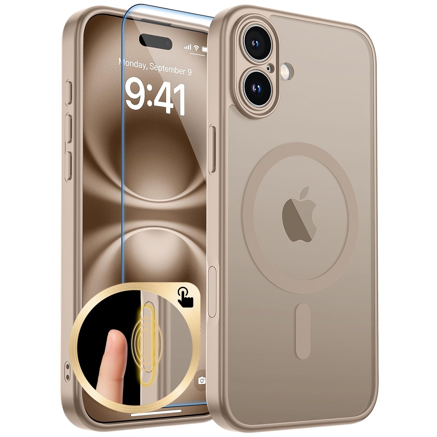 Magnetic for iPhone 17 Case, Upgraded [Camera Control Button] [Full Camera Protection] [with 1 Screen Protector] Translucent Matte Shockproof Protective Phone Cover, Mist Blue