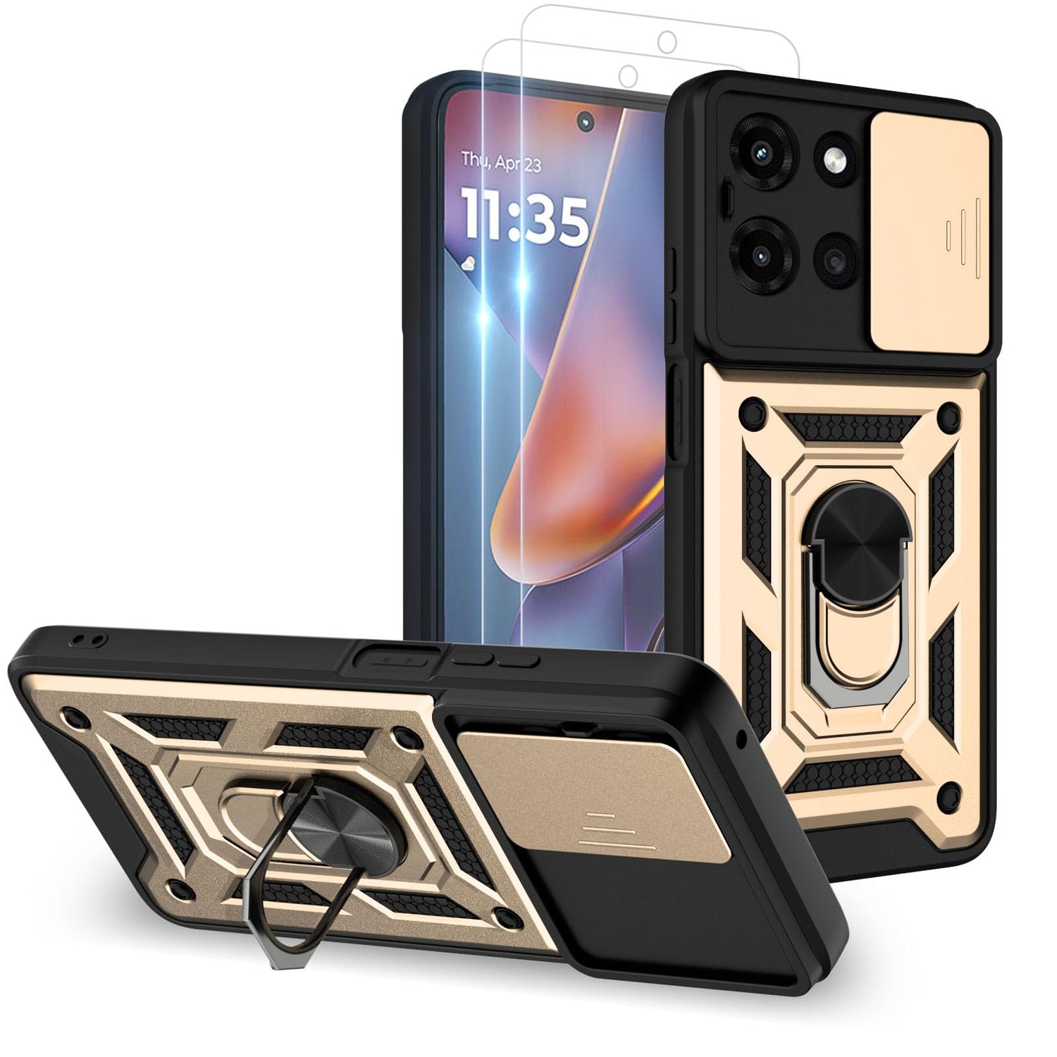 for Moto G Stylus 2025 Case： with 2PC Screen Protector,Sliding Camera Cover and Multi Angle Stand for Motorola Moto G Stylus 5G 2025 Case,Blue