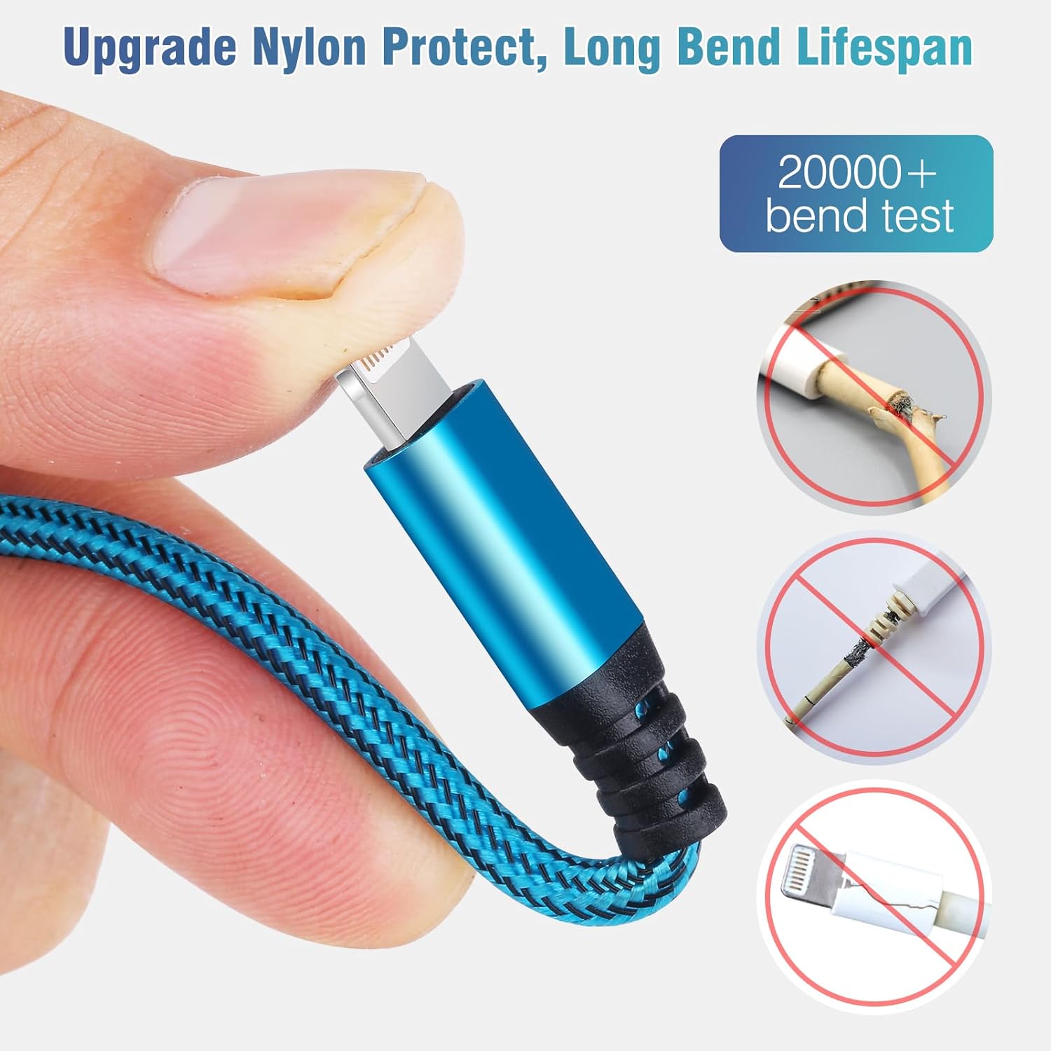 iPhone Charger 10FT 5Pack Apple MFi Certified Lightning Cable Fast Charging Nylon Braided USB-A to Lightning Compatible with iPhone 14/13 mini/14/13/12/11 Pro MAX/XR/XS/8/7/Plus/6S/SE/iPad