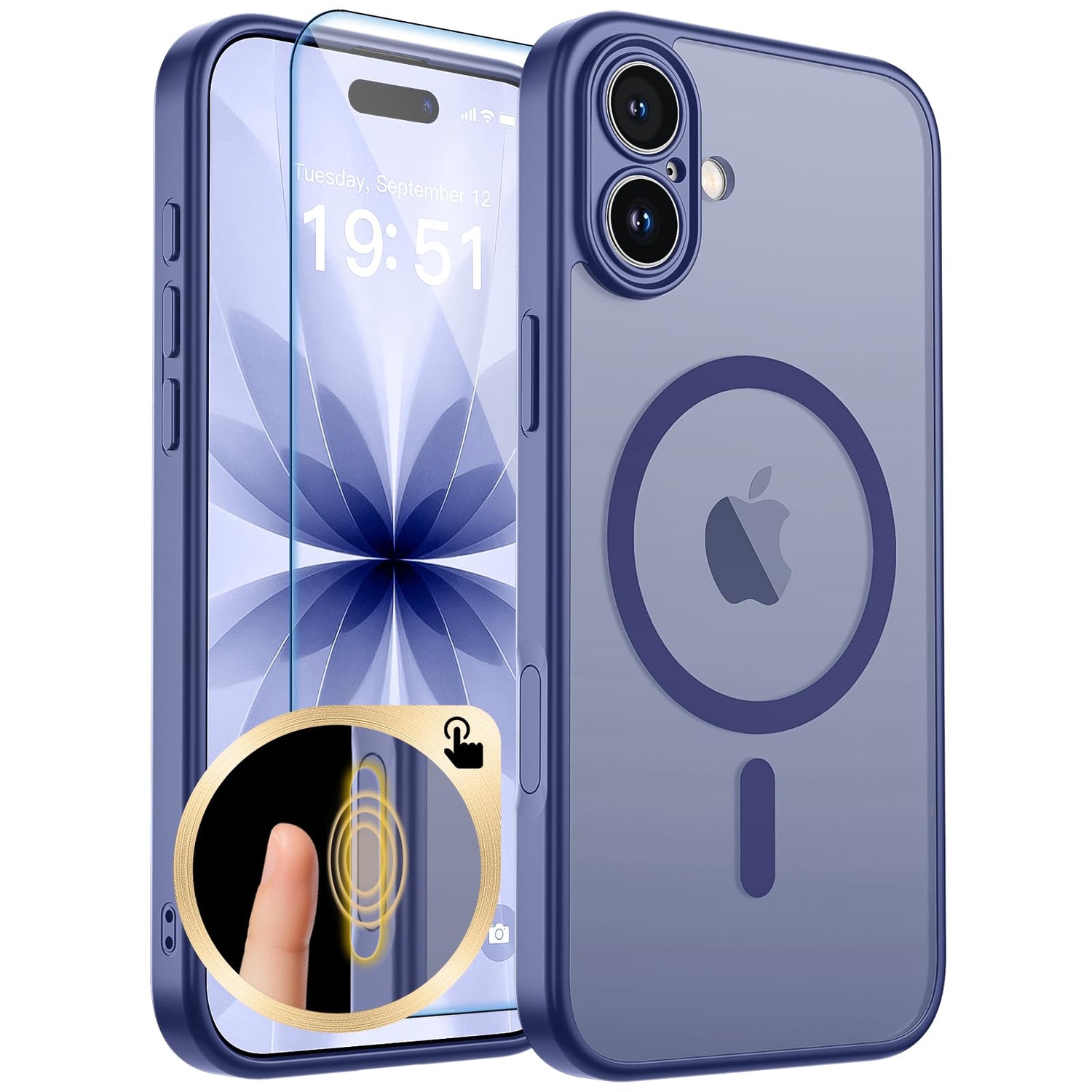 Magnetic for iPhone 17 Case, Upgraded [Camera Control Button] [Full Camera Protection] [with 1 Screen Protector] Translucent Matte Shockproof Protective Phone Cover, Mist Blue