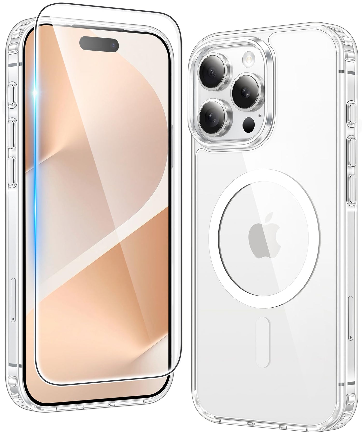 FNTCASE for iPhone 17 Case Clear: Magnetic Phone Cases with Screen Protector Drop Proof Compatible with Magsafe Slim Anti Yellowing Rugged Shockproof Protective Transparent Cell Cover (A-Clear)