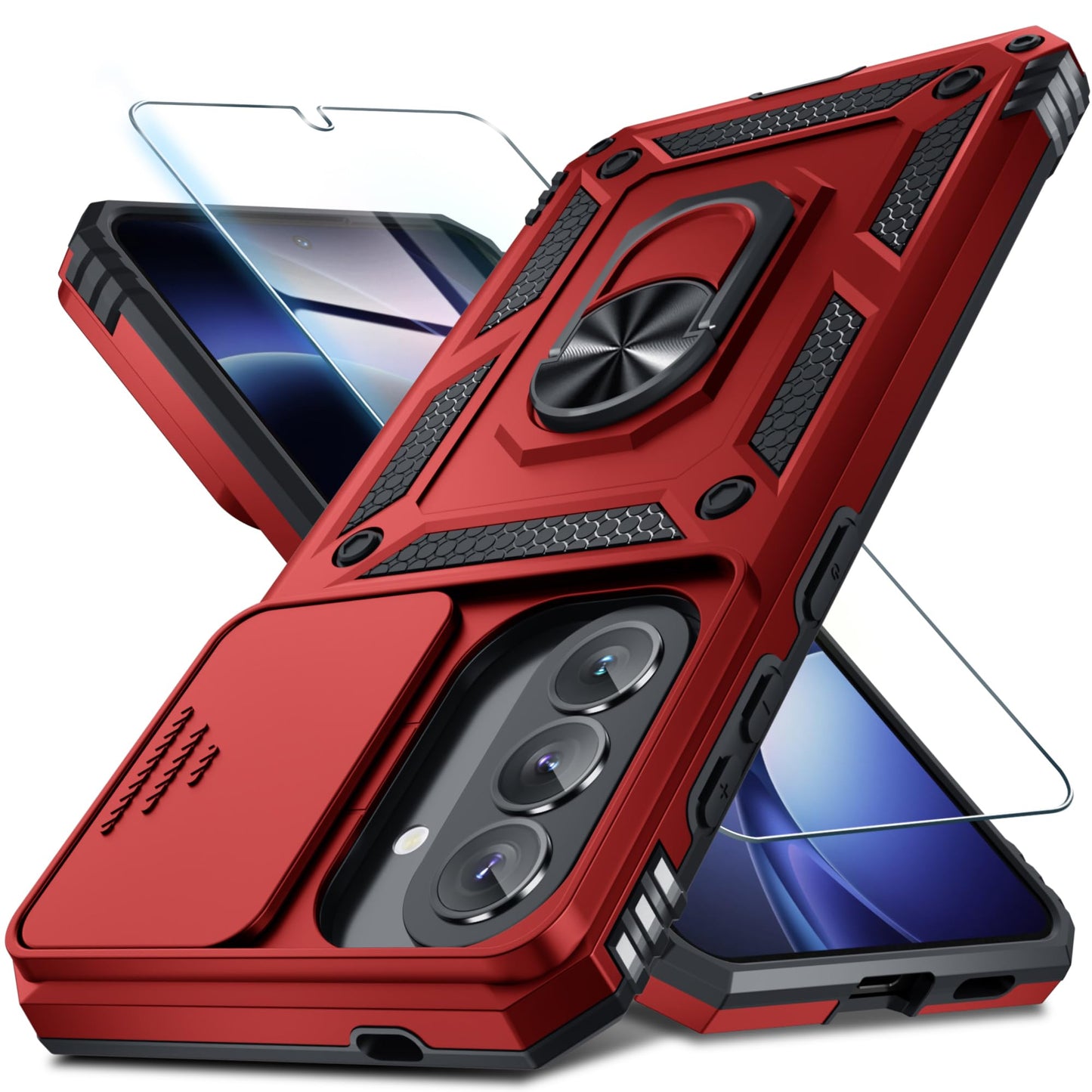 for Samsung Galaxy A37/A36 Case Built in Slide Camera Cover,Black