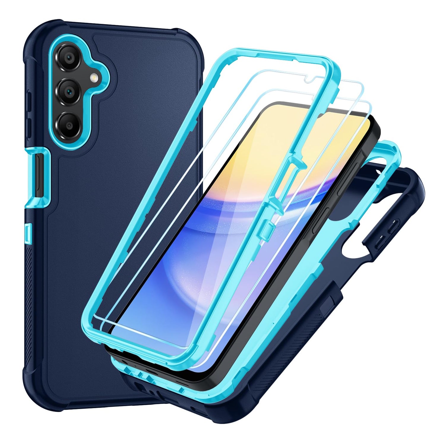 Case for Galaxy A25 5G Case, Samsung Galaxy A25 5G Case with HD Screen Protector [3 Layer] Military-Grade Heavy-Duty Shockproof Protective Phone Case for Samsung A25 5G,Black/Black