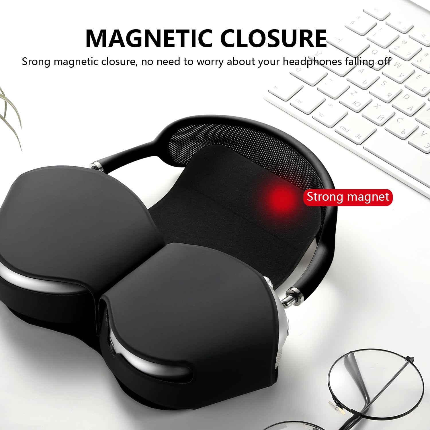 for Apple Airpods Max Case,Smart Case Cover Accessories with Sleep Mode Made by PU Leather Original Replacement Carrying Case for Airpod Pro Max Headphones, Black