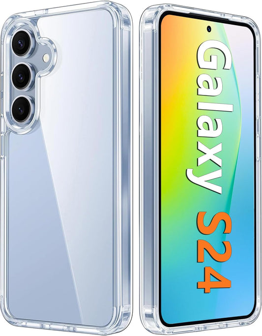 FNTCASE Clear Case for Samsung Galaxy S24 Cell Phone Cover | Anti Yellowing, Military Grade Protection, Slim Phone Cases, Shockproof, Scratch-Resistant, Transparent, 6.2 inch