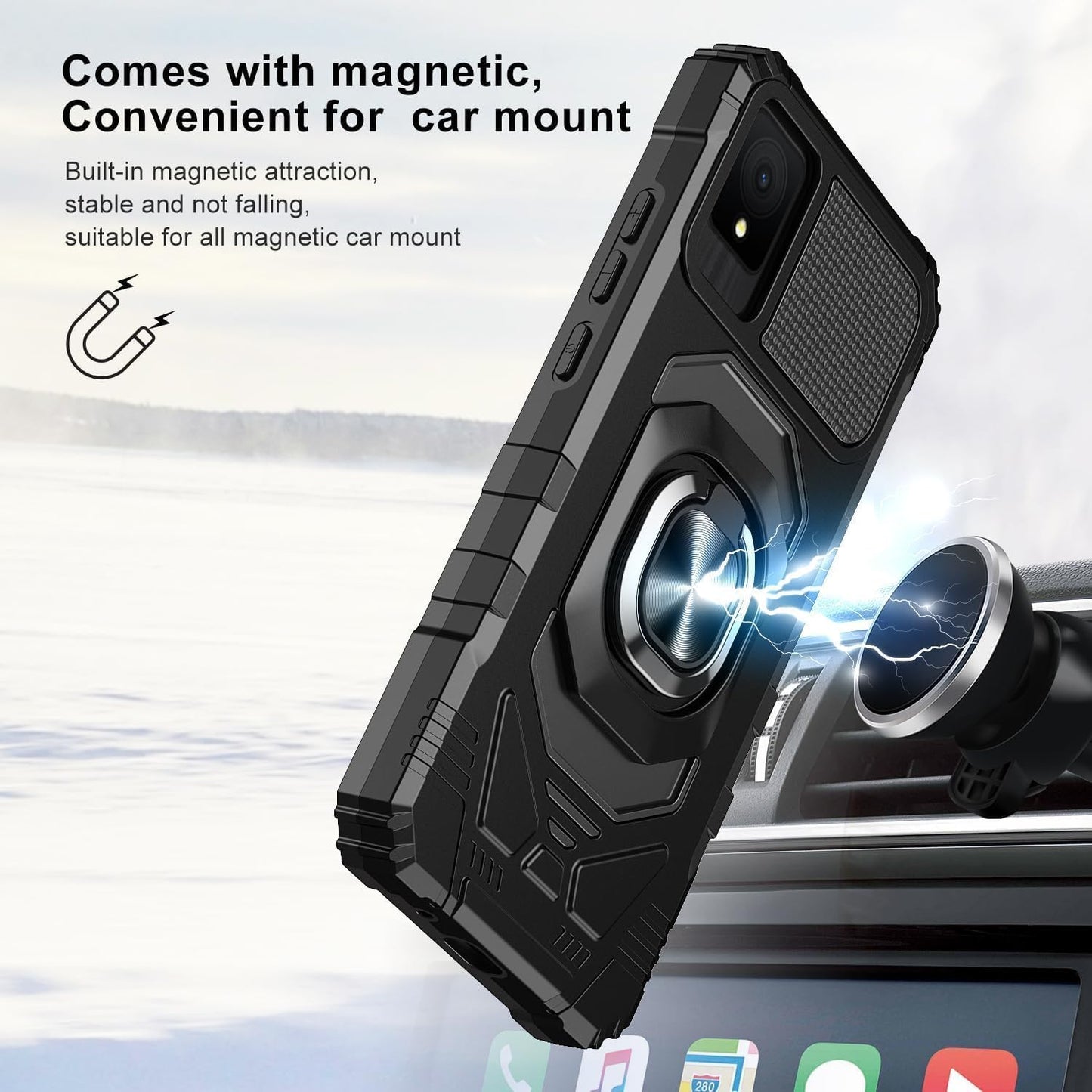 TJS Compatible for TCL K11 T432W Phone Case (Black)