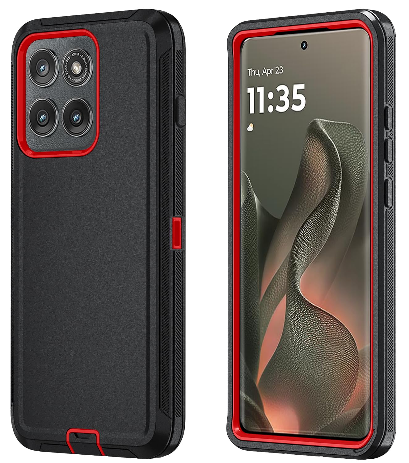 Qinmay Phone Case for Motorola Moto Edge 5G 2025 Case, Heavy Duty Shockproof & Dropproof 3-Layer Cover Phone Case for Moto Edge 2025 (WineRedPink)