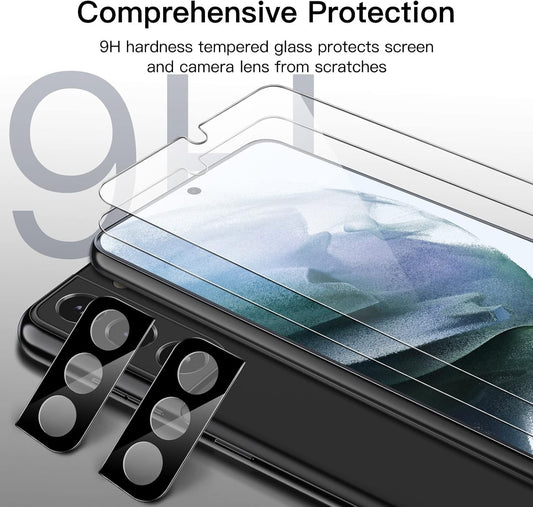 JETech Screen Protector for Samsung Galaxy S21 Plus 6.7-Inch with Camera Lens Protector, Easy Installation Tool, Tempered Glass Film, HD Clear, 2-Pack Each