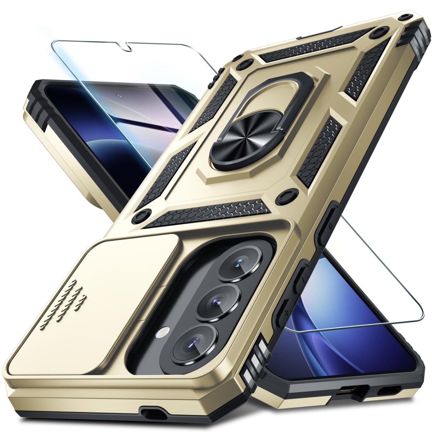 Janmitta for Samsung Galaxy A57 Case Built in Slide Camera Cover,Black