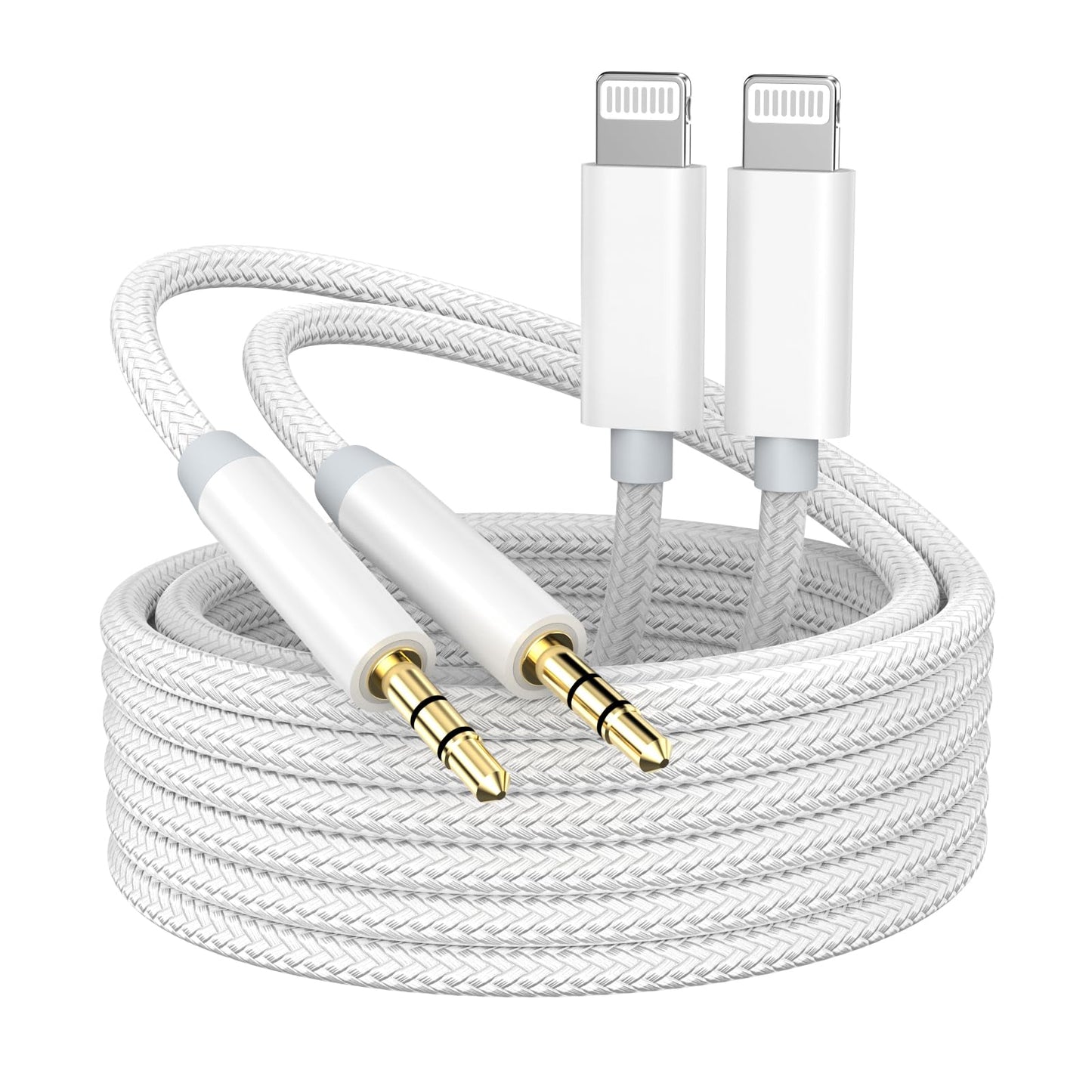 iPhone Aux Cord for Car, 2 Pack [Apple MFi Certified] Lightning to 3.5 mm AUX Audio Cable Cord for Car Home Stereo, Speaker, Headphone Compatible with iPhone 14 13 12 11 Pro Max XS XR X 8, 3.3ft White