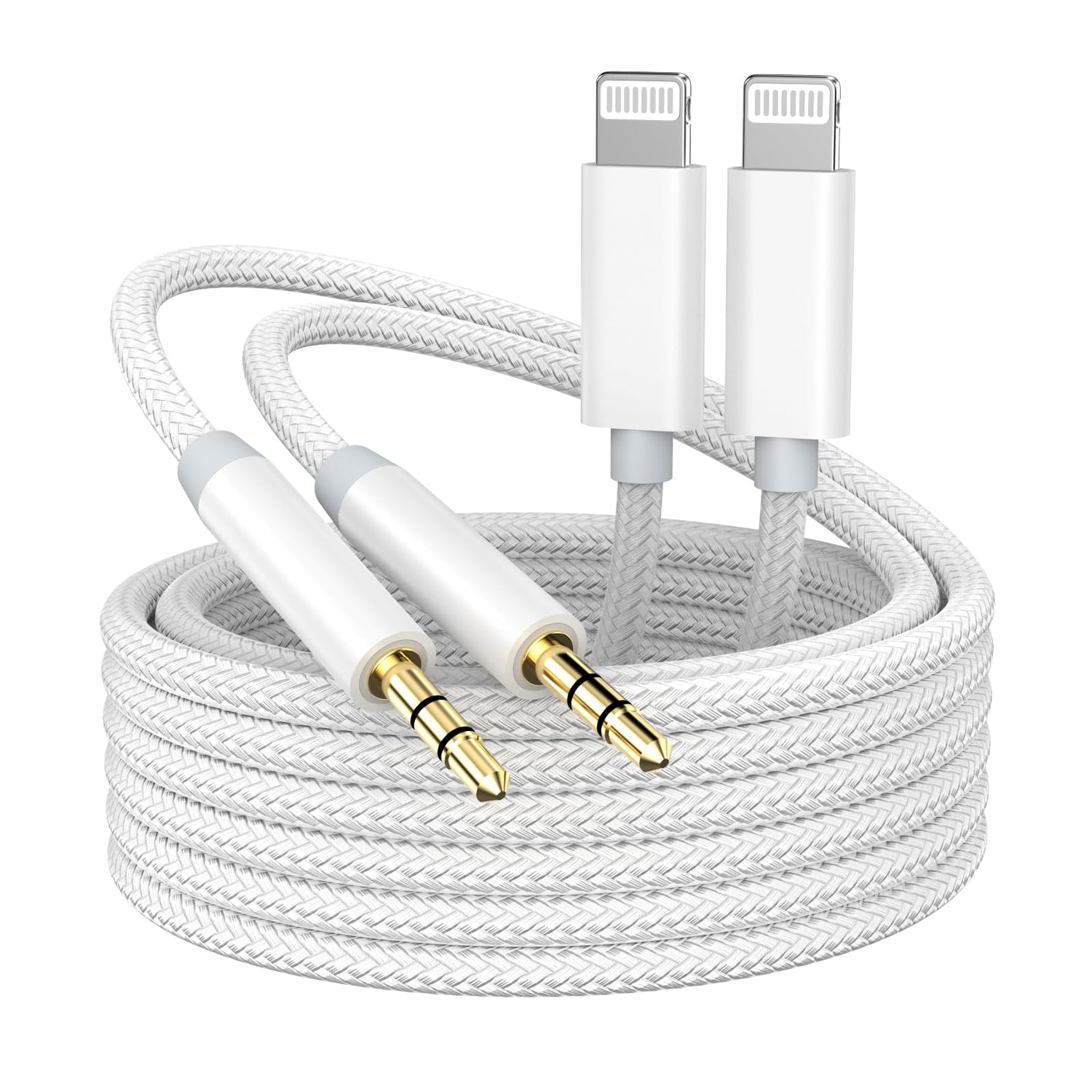 iPhone Aux Cord for Car, 2 Pack [Apple MFi Certified] Lightning to 3.5 mm AUX Audio Cable Cord for Car Home Stereo, Speaker, Headphone Compatible with iPhone 14 13 12 11 Pro Max XS XR X 8, 3.3ft White