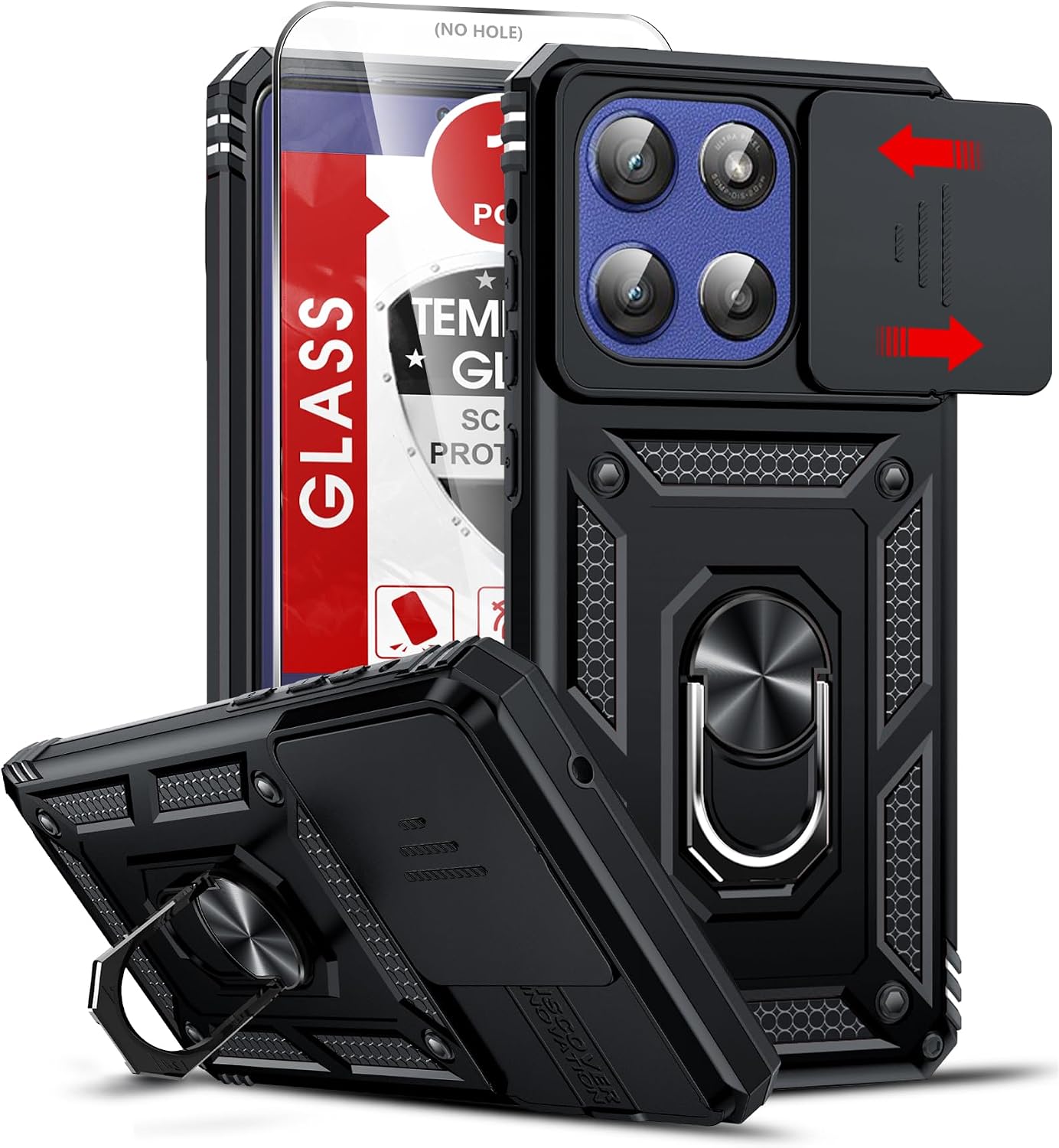 LeYi for Motorola Moto G Stylus 2025-Case: 【𝐍𝐨𝐭 𝐅𝐢𝐭 𝐌𝐨𝐭𝐨 𝐆 𝟐𝟎𝟐𝟓】Moto G Stylus 2026 Case 5G, Slide Camera Cover Screen Protector, Tough Armor Android Unlocked Phone Magnetic Stand, Black