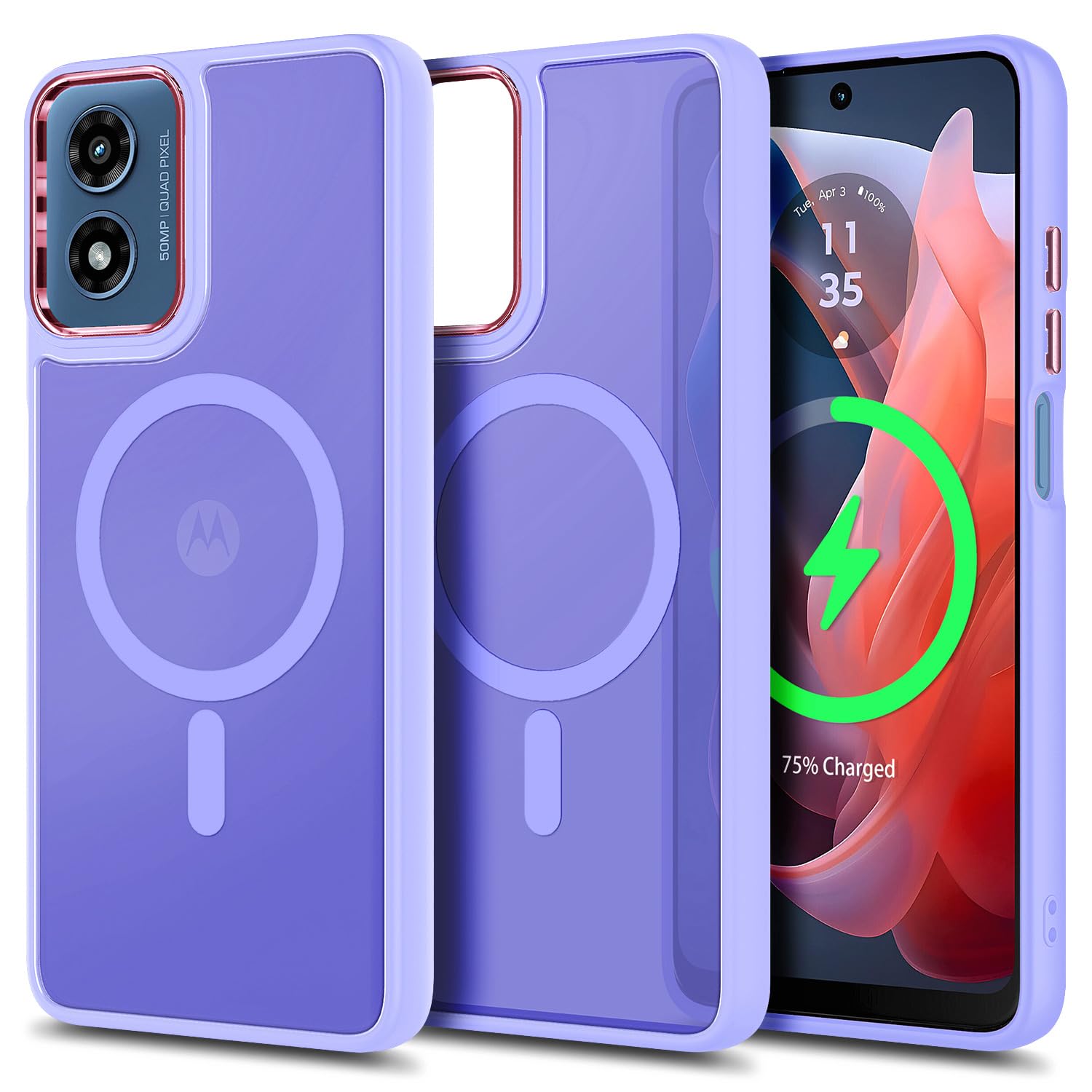 YZB Magnetic for Motorola Moto G Power-5G-2024 Case, Black | Compatible with MagSafe, Translucent Matte Scratch-Resistant Back, Military-Grade Protection Shockproof Slim Phone Cover