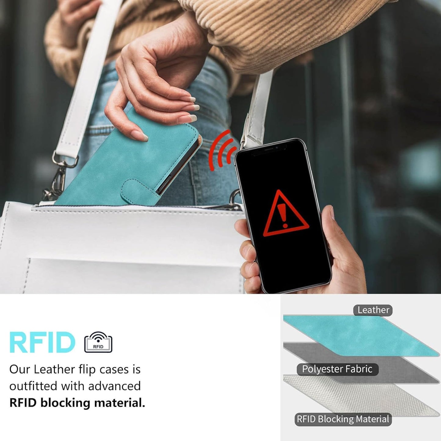 RFID Blocking for iPhone 17 Wallet Case, 4 Card Slots Holder, Wrist Strap, Soft PU Leather, Shockproof Protective, Phone Stand, Flip Cases, Magnetic Closure, Folio Cover (Green)