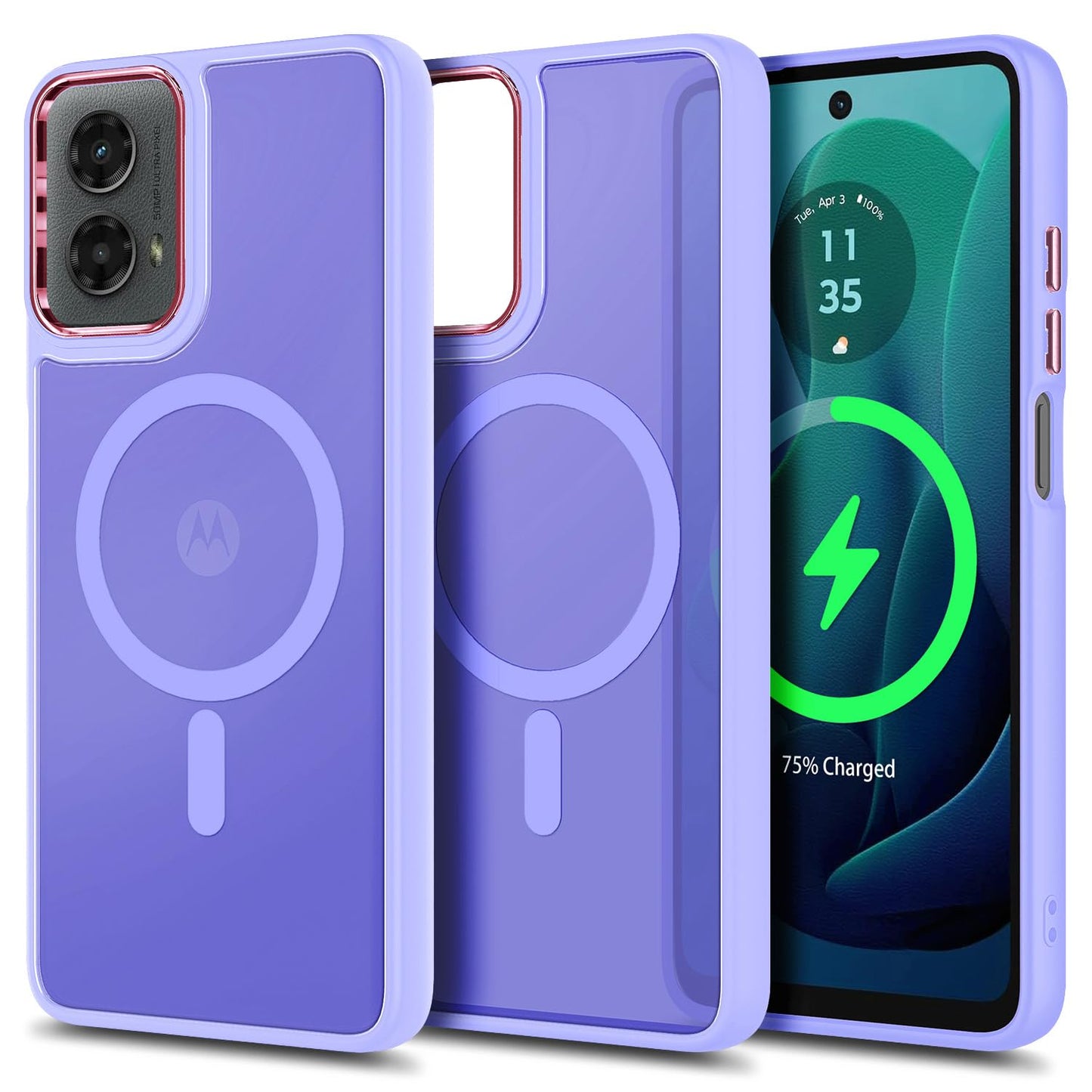 YZB Magnetic for Motorola Moto G Power-5G-2024 Case, Black | Compatible with MagSafe, Translucent Matte Scratch-Resistant Back, Military-Grade Protection Shockproof Slim Phone Cover