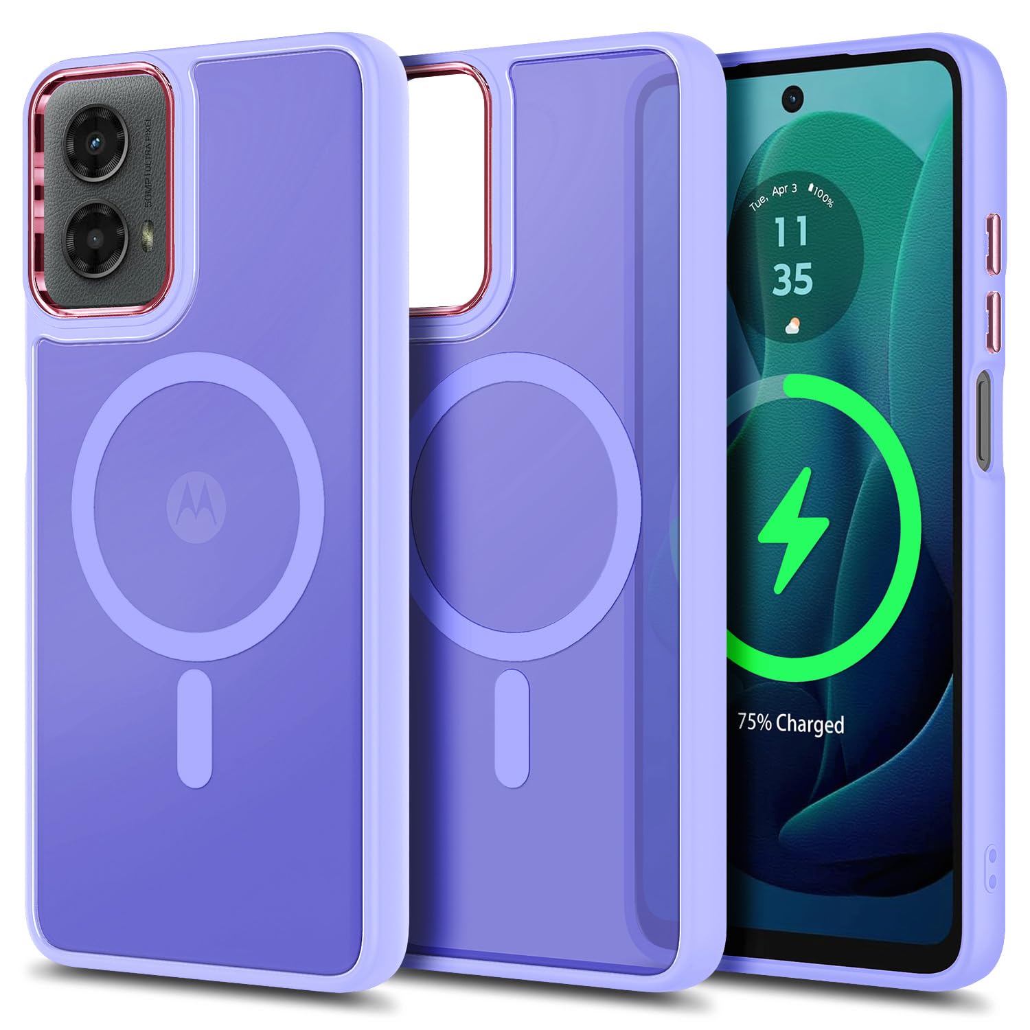 YZB Magnetic for Motorola Moto G Power-5G-2024 Case, Black | Compatible with MagSafe, Translucent Matte Scratch-Resistant Back, Military-Grade Protection Shockproof Slim Phone Cover