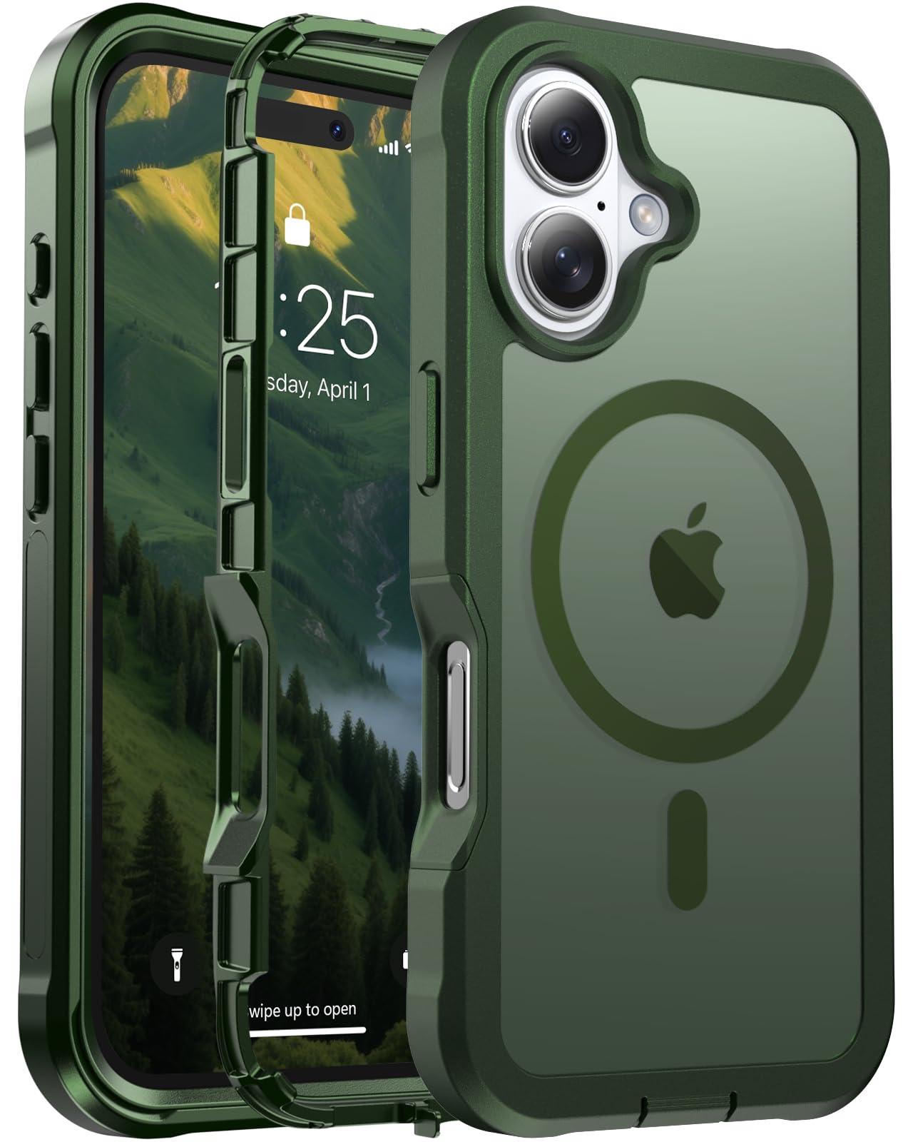 Magnetic for iPhone 17 Case, [Compatible with MagSafe][Military Grade Drop Protection][Heavy Duty Protection][Non-Slip][Shockproof] 2-Layer Durable Bumper Phone Case 6.3''-Black