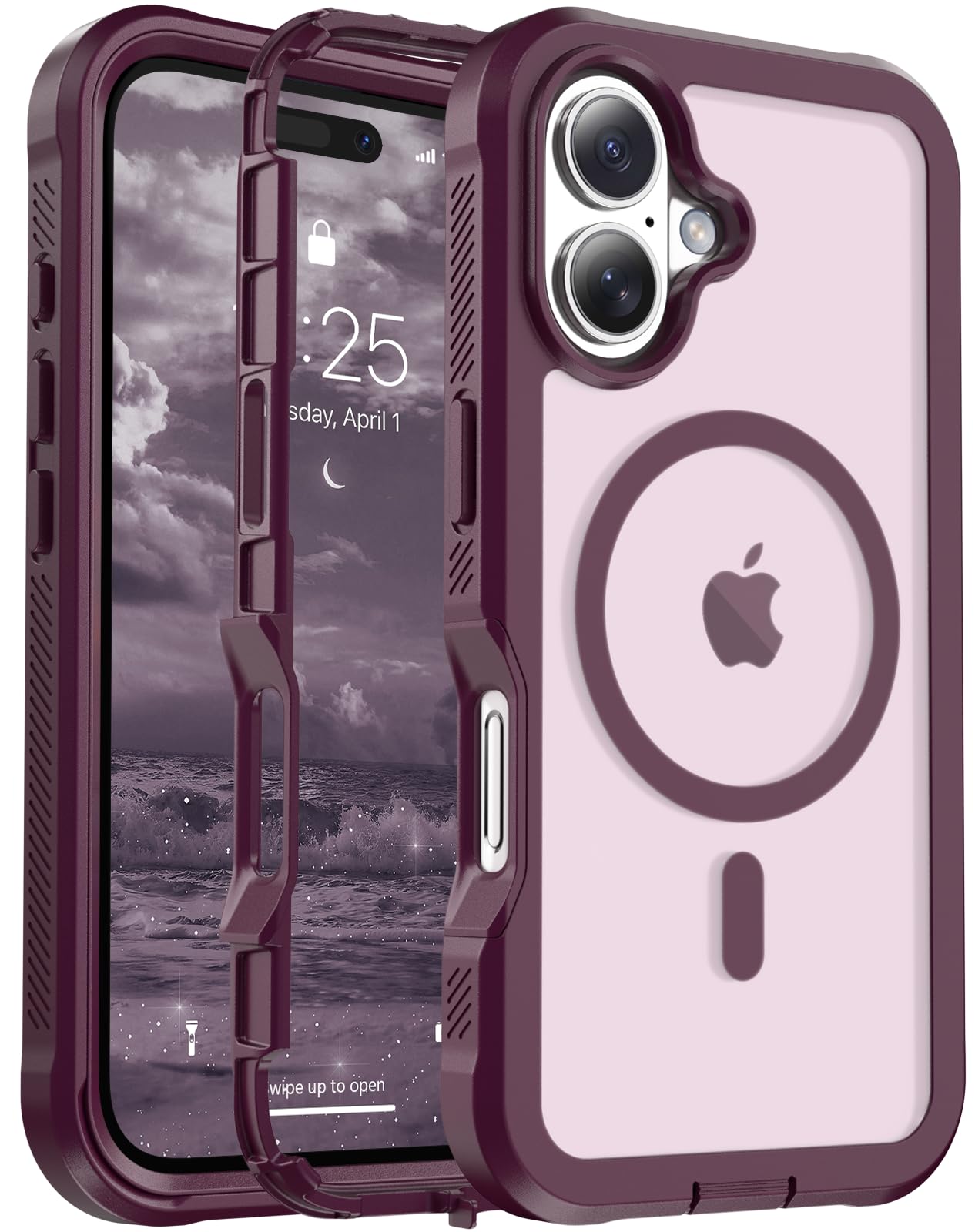 Magnetic for iPhone 17 Case, [Compatible with MagSafe][Military Grade Drop Protection][Heavy Duty Protection][Non-Slip][Shockproof] 2-Layer Durable Bumper Phone Case 6.3''-Black