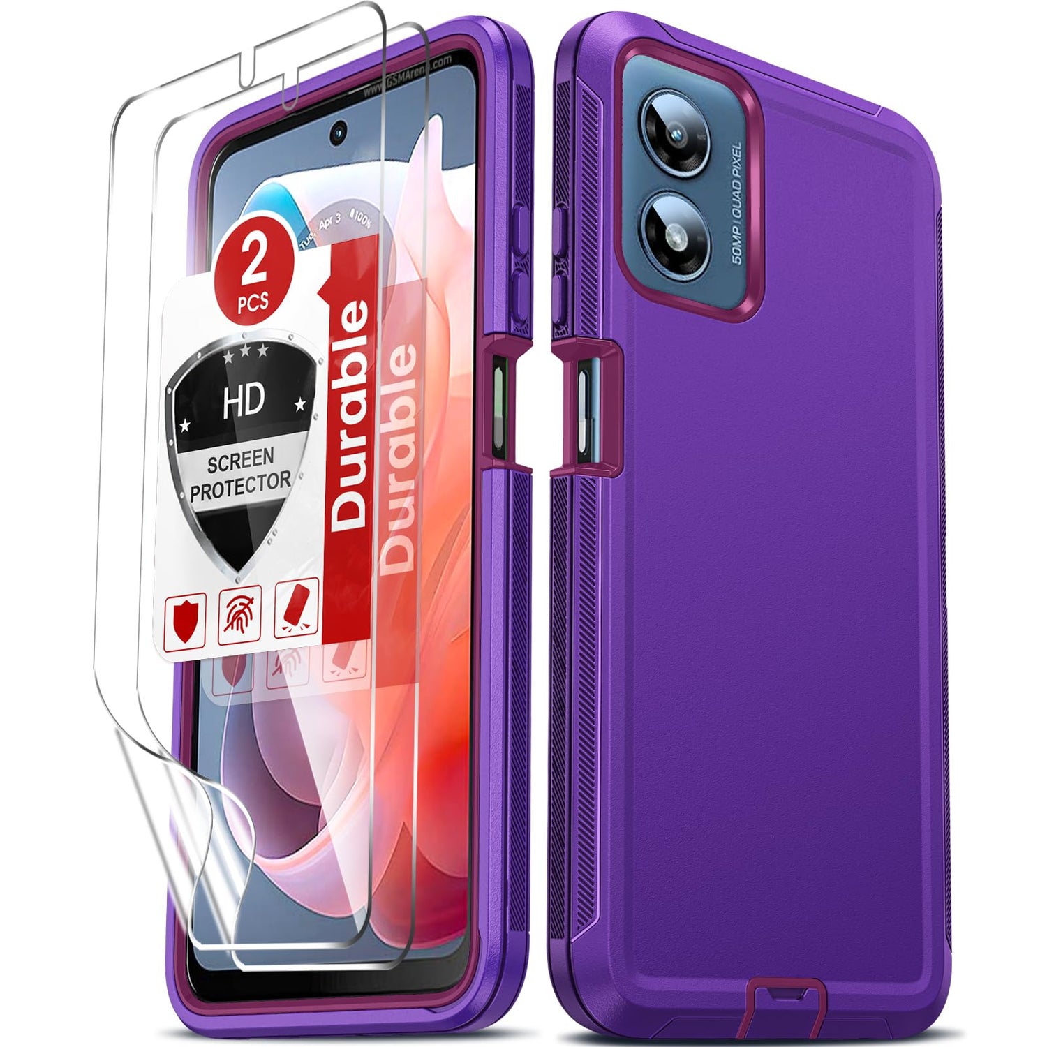 LeYi Compatible for Moto-G-Play-2024 Case 4G: Motorola G Play 2024 Phone Case 4G [Not Fit G Play 5G 2024] with 2 Pack HD Screen Protectors, Heavy Duty 3 in 1 Shockproof Protective Funda, Teal