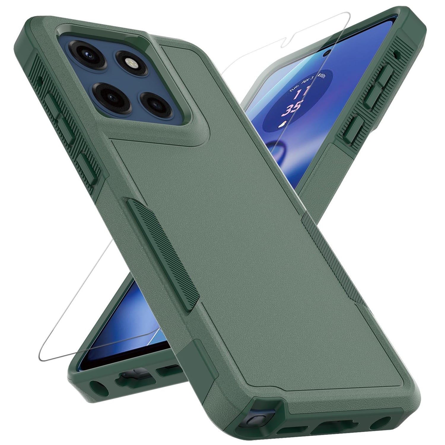 for Moto G Stylus 2025/2026 Case: Dual Layer Protective Heavy Duty Cell Phone Cover Shockproof Rugged with Screen Protector - Military Protection Bumper Tough - for G Stylus 2025/2026, Black