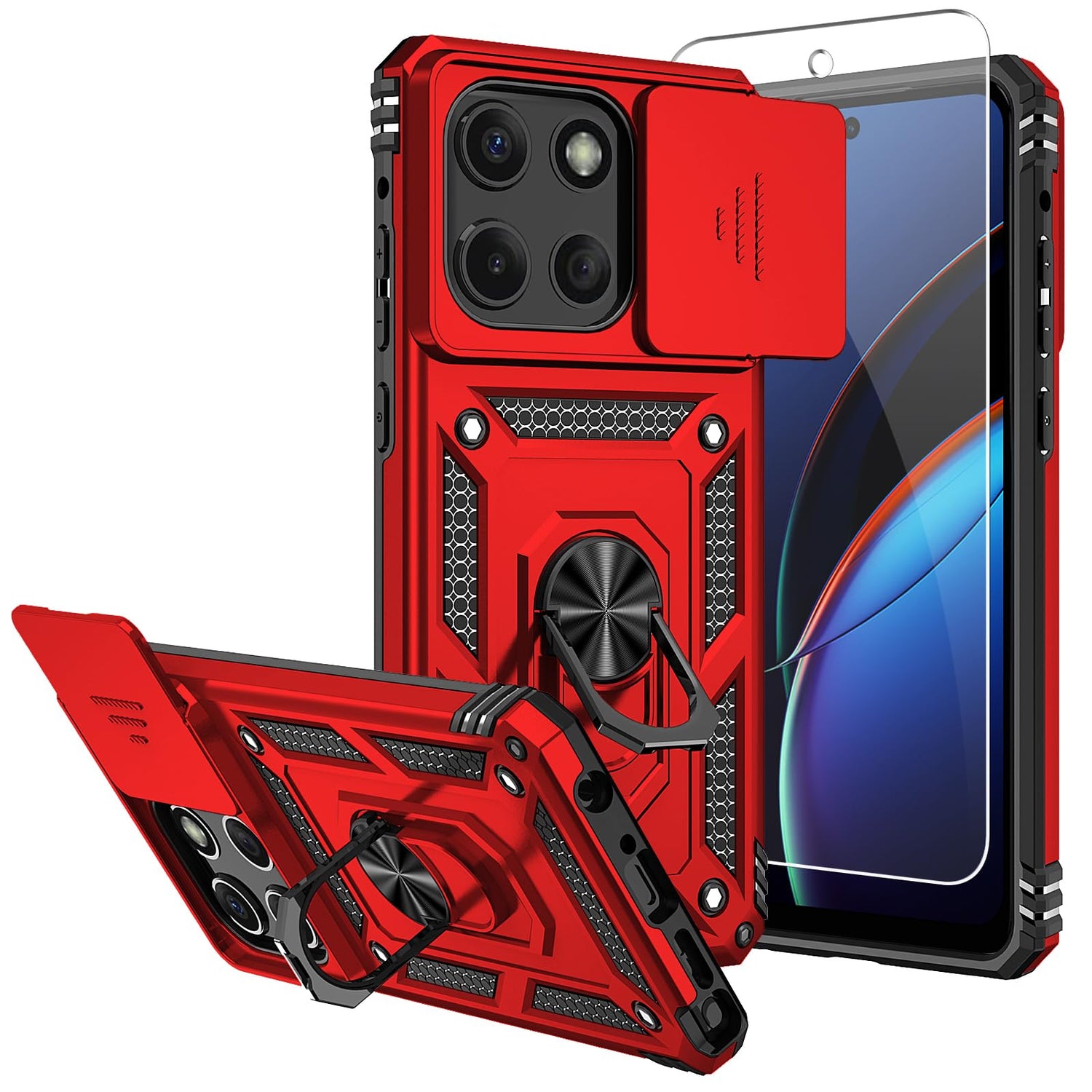 SMKY for Moto G Stylus 5G 2025 Case,with Screen Protectors and Camera Cover,16ft.Drop Tested Cover with Magnetic Kickstand Protective Case for Moto G Stylus 5G 2025, Blue