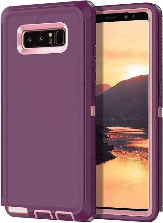 for Galaxy Note 8 Case Shockproof Dust/Drop Proof 3-Layer Full Body Protection [Without Screen Protector] Rugged Heavy Duty Cover Case for Samsung Galaxy Note 8,Purple/Pink