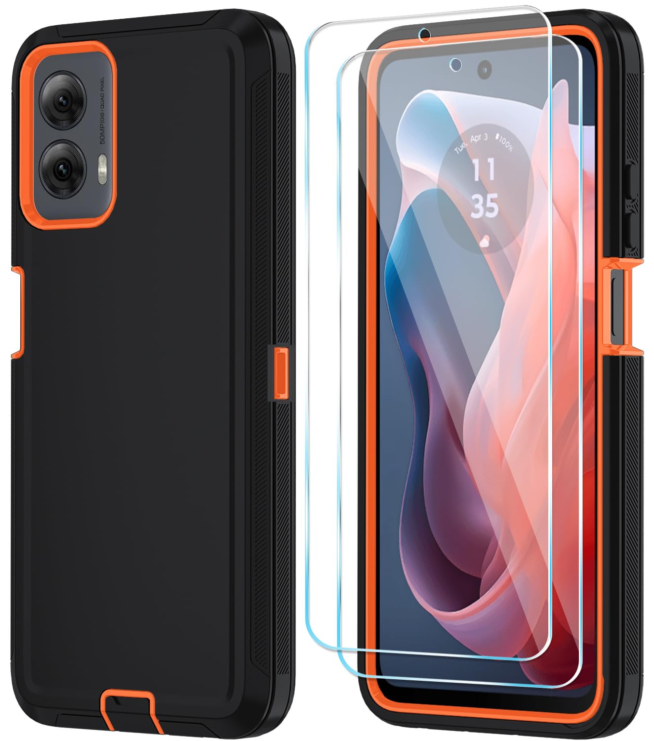 Qinmay Phone Case for Motorola Moto G Power 5G 2024 Case with HD Screen Protector, Heavy Duty Shockproof & Cover Phone Case for Moto G Power 2024,WineRed Pink