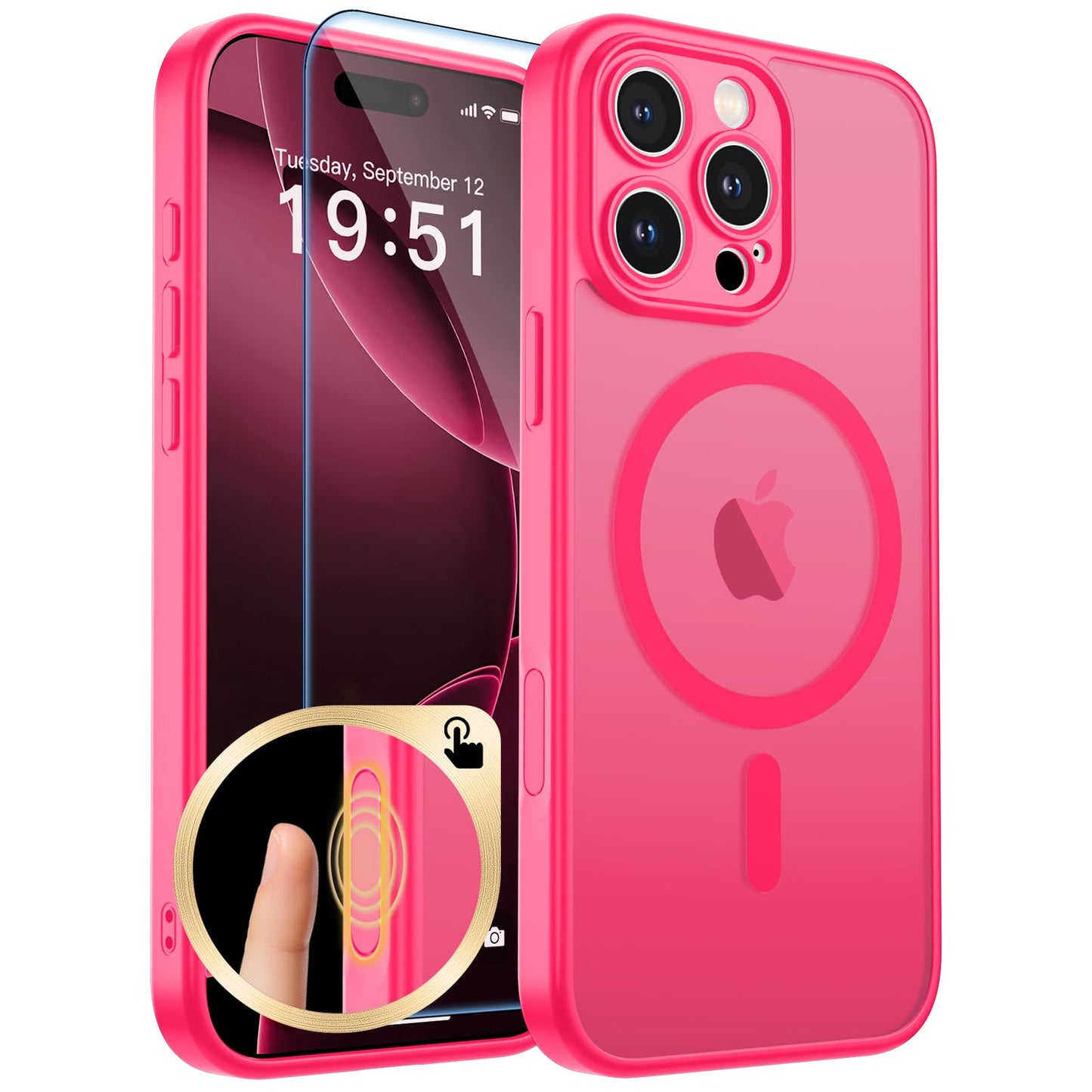 Magnetic for iPhone 17 Case, Upgraded [Camera Control Button] [Full Camera Protection] [with 1 Screen Protector] Translucent Matte Shockproof Protective Phone Cover, Mist Blue