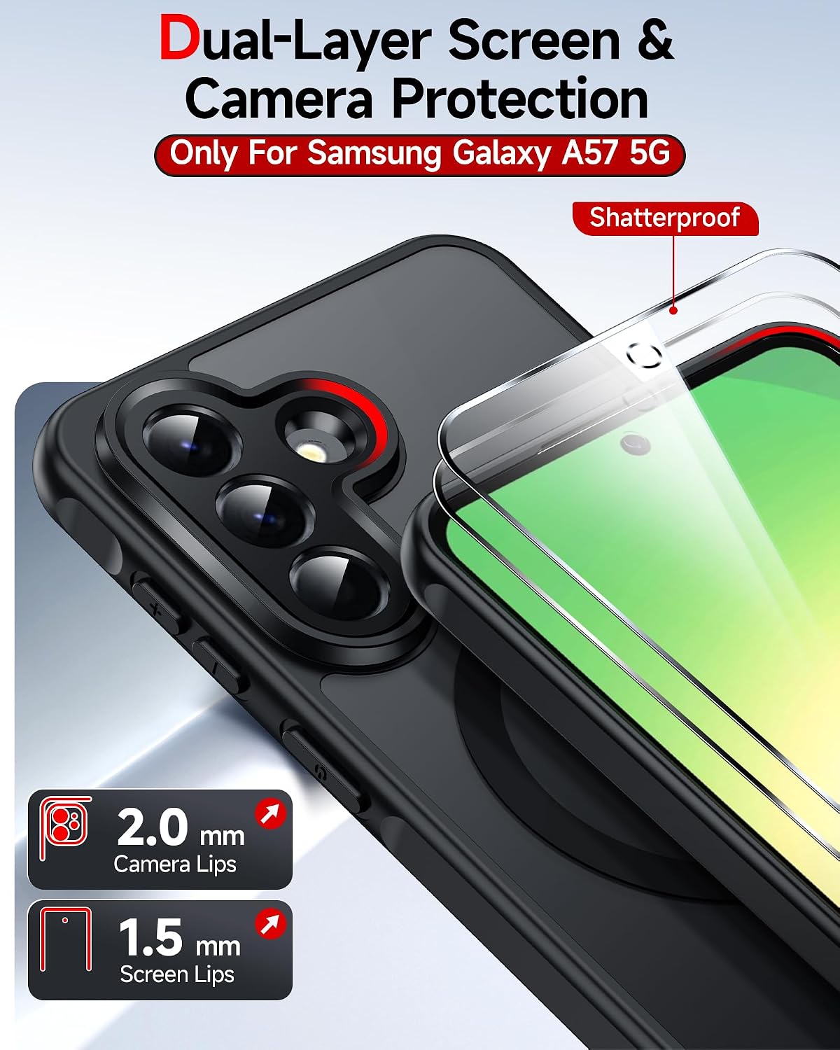 LeYi for Samsung Galaxy A57-5G Phone Case: MagSafe Fit 2 X Screen Protector