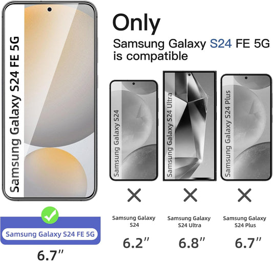 NEW'C 3 Pack Designed for Samsung Galaxy S24 FE 5G Screen Protector Tempered Glass, Bubble Free, Ultra Resistant
