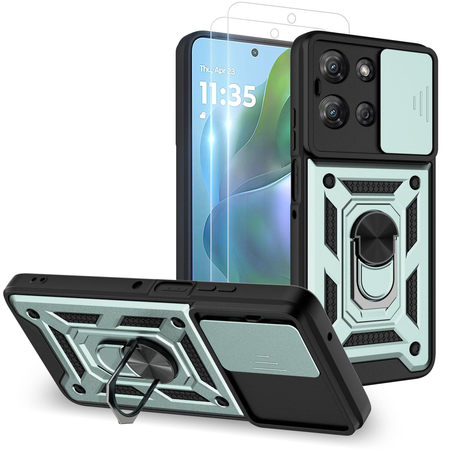 for Moto G Stylus 2025 Case： with 2PC Screen Protector,Sliding Camera Cover and Multi Angle Stand for Motorola Moto G Stylus 5G 2025 Case,Blue