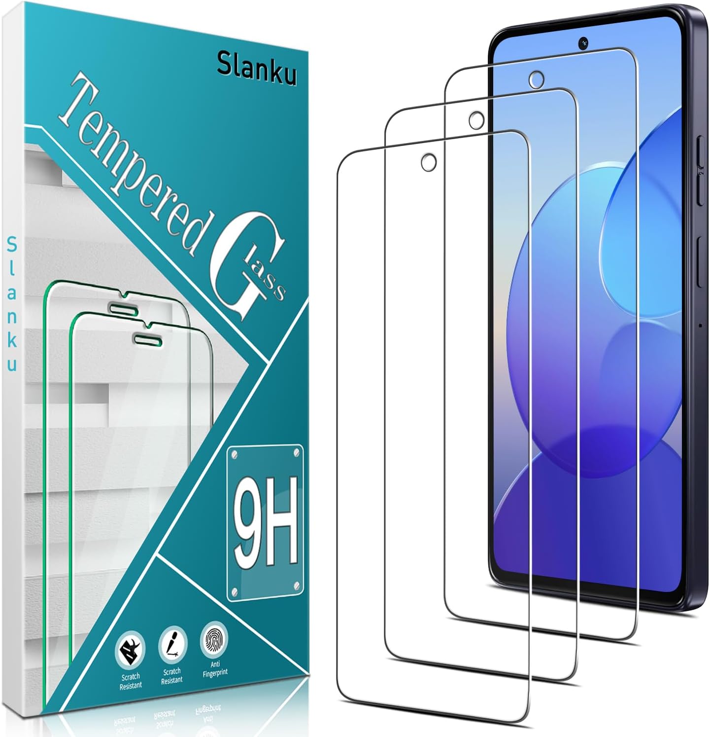Slanku (3 Pack for Motorola Moto G Power 5G 2025 Screen Protector, 9H Tempered Glass, Touch Sensitivity, Scratch Resistant, Case Friendly