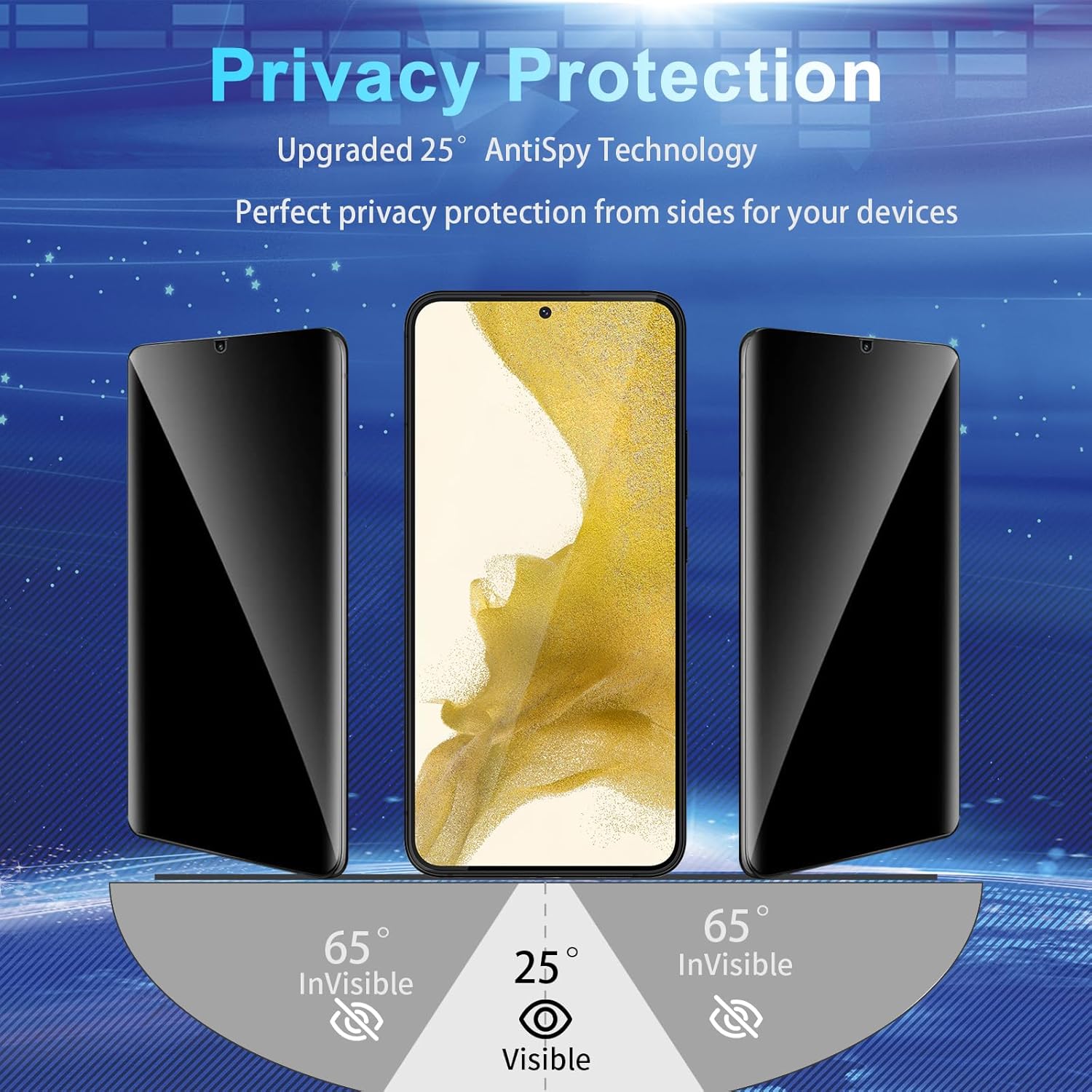 2+2 Pack Privacy Screen Protector Compatible with Galaxy S22 5G, 2 Tempered Glass with 2 Camera Lens Protectors - HD Clear - Bubble-Free - Anti-Spy - Scratch Resistant