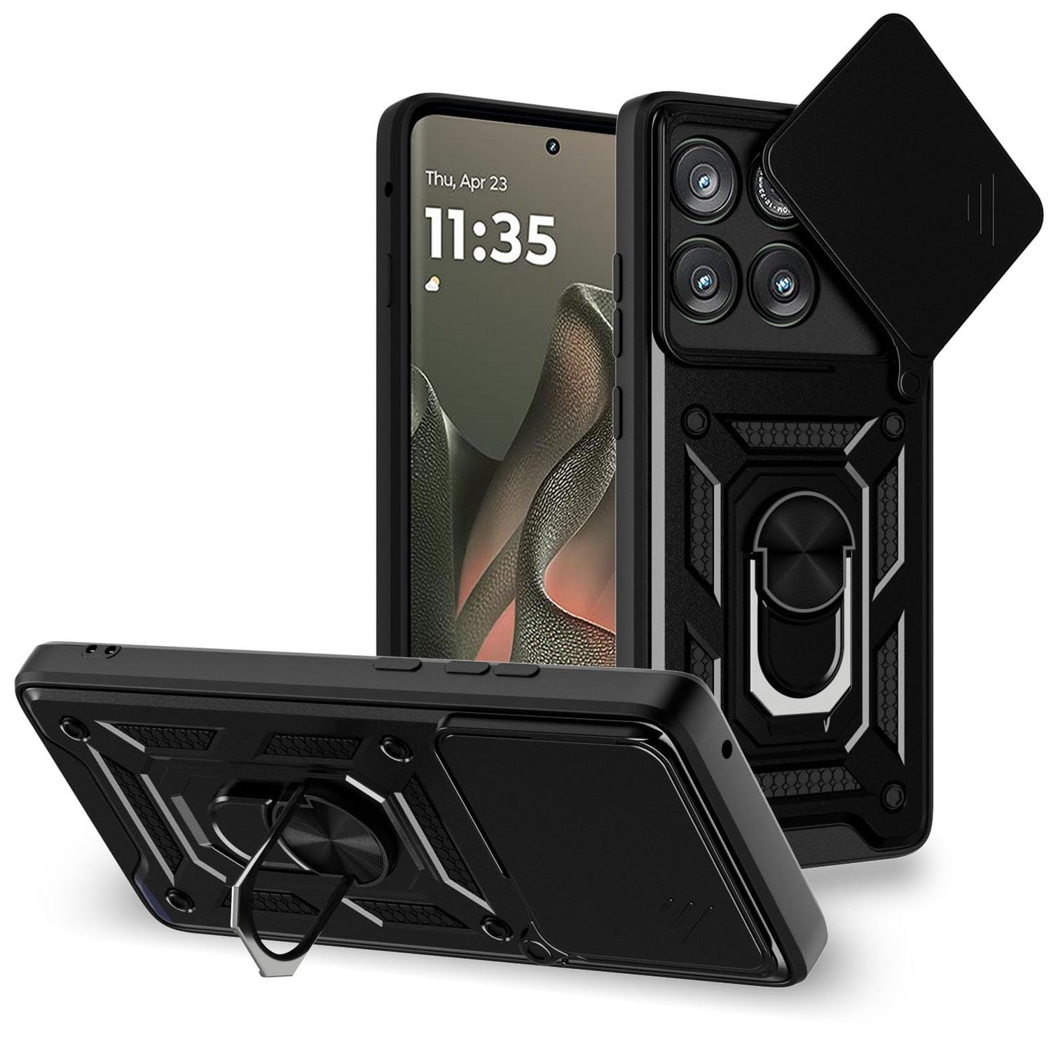 for Moto G Stylus 2025 Case： with 2PC Screen Protector,Sliding Camera Cover and Multi Angle Stand for Motorola Moto G Stylus 5G 2025 Case,Blue