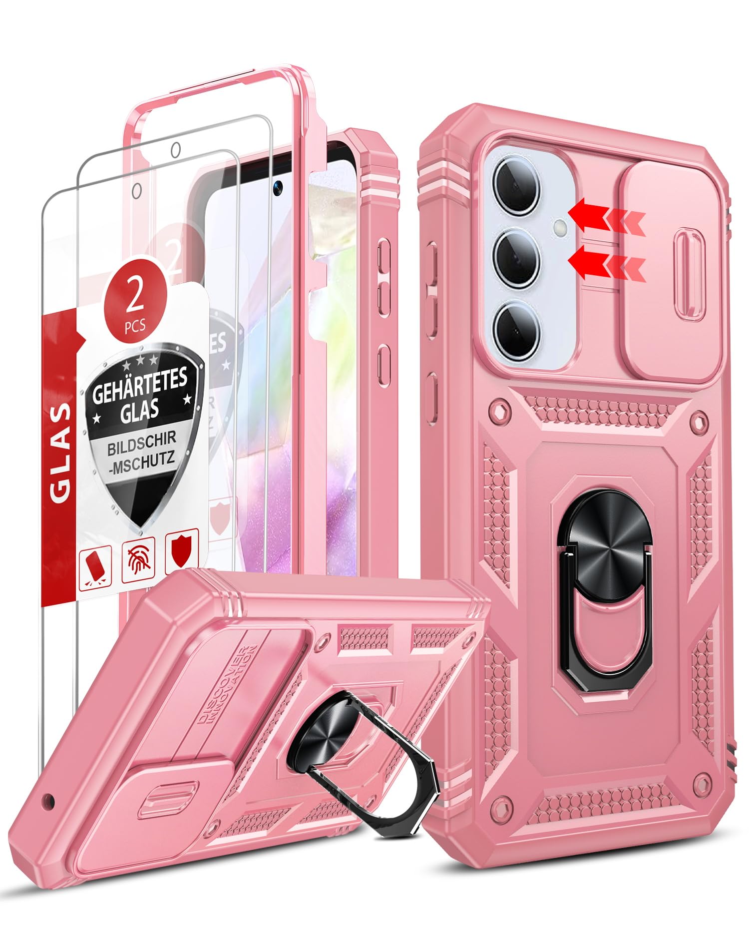 LeYi Compatible for Samsung Galaxy S24-FE Case: [𝗡𝗼𝘁 𝗳𝗶𝘁 𝗦𝟮𝟰 𝟱𝗚] Samsung S24 FE Case with S24FE Screen Protector X2 & Magnetic Stand, Military-Grade Cell Galaxy S 24 FE Phone, Black