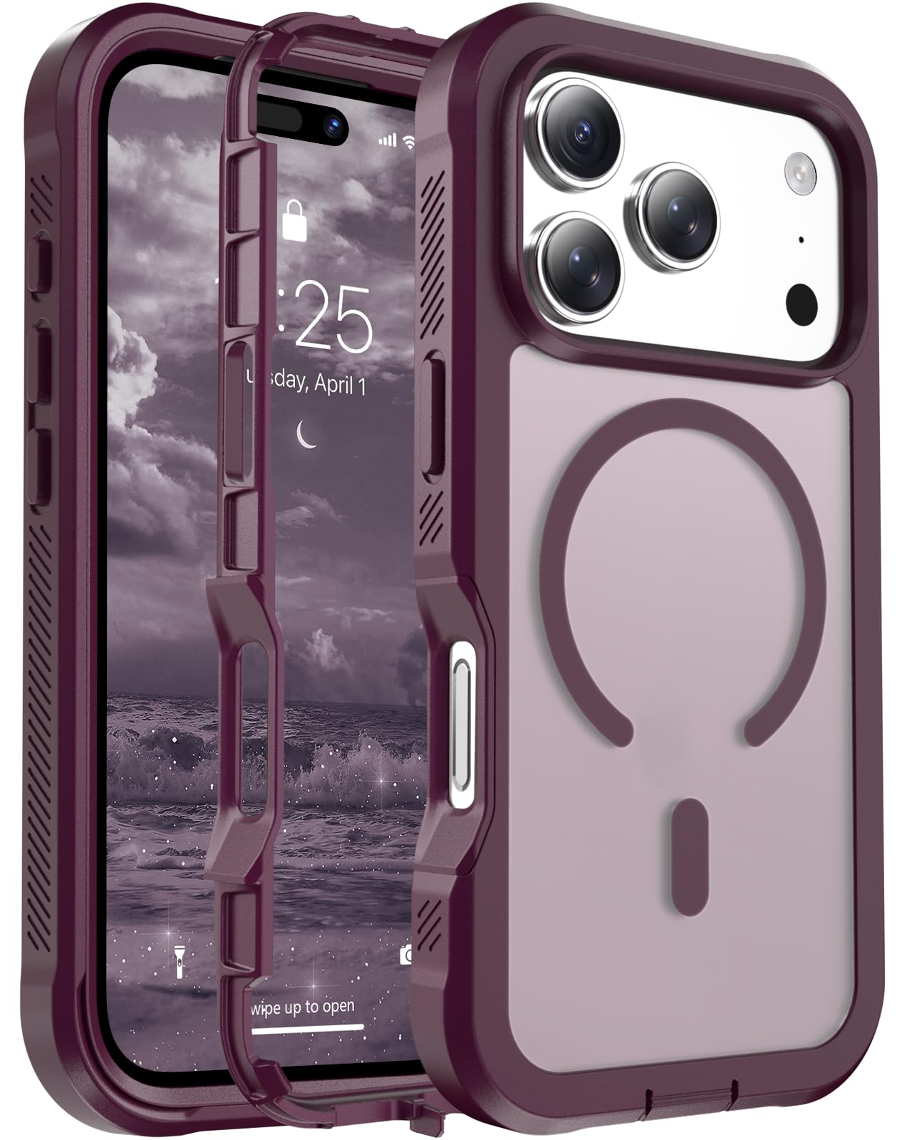 Magnetic for iPhone 17 Case, [Compatible with MagSafe][Military Grade Drop Protection][Heavy Duty Protection][Non-Slip][Shockproof] 2-Layer Durable Bumper Phone Case 6.3''-Black
