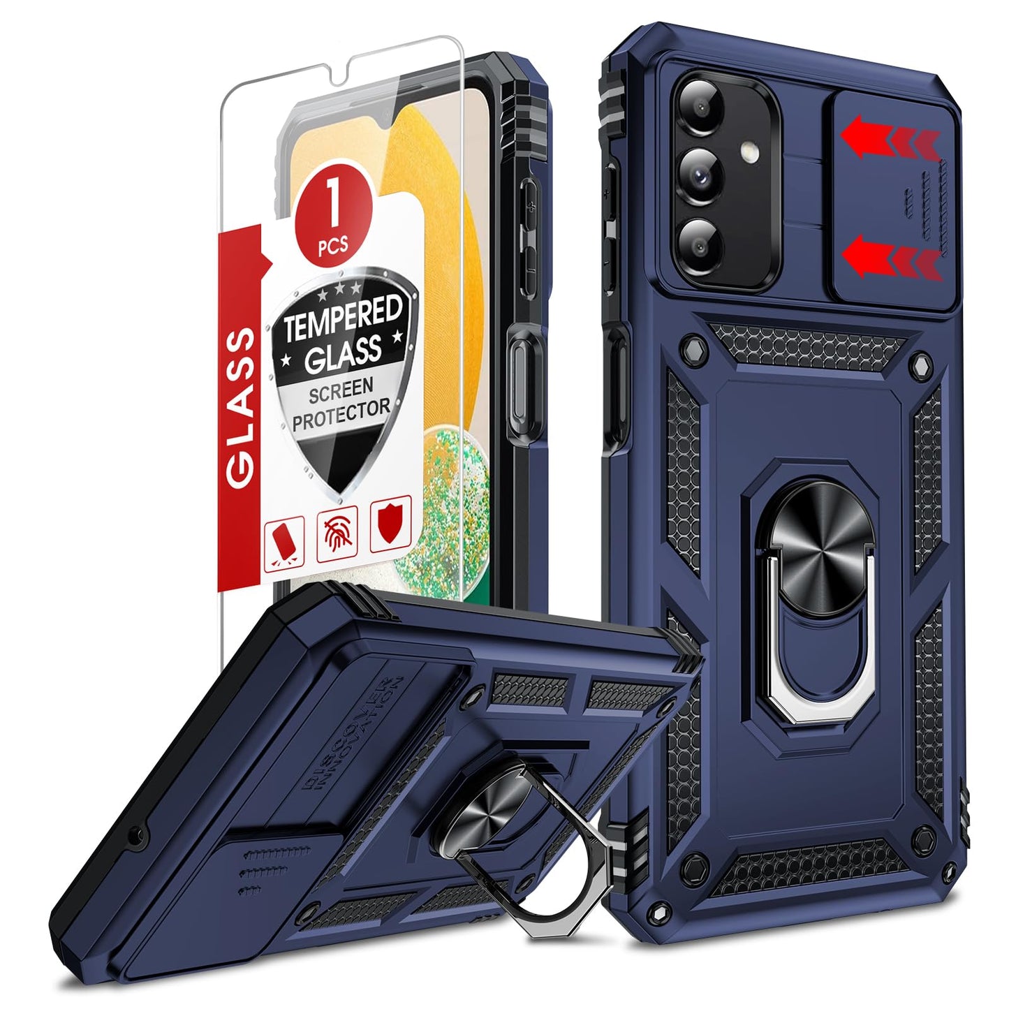 LeYi for Motorola Moto G Stylus 2025-Case: 【𝐍𝐨𝐭 𝐅𝐢𝐭 𝐌𝐨𝐭𝐨 𝐆 𝟐𝟎𝟐𝟓】Moto G Stylus 2026 Case 5G, Slide Camera Cover Screen Protector, Tough Armor Android Unlocked Phone Magnetic Stand, Black